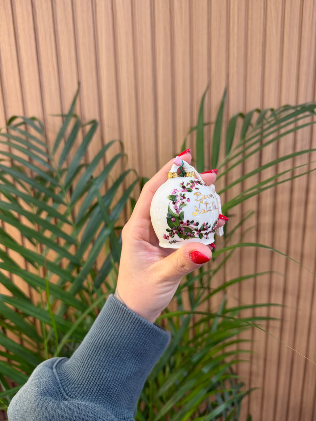 MINI CAMPANELLA BUON NATALE CERAMICA DI CAPODIMONTE