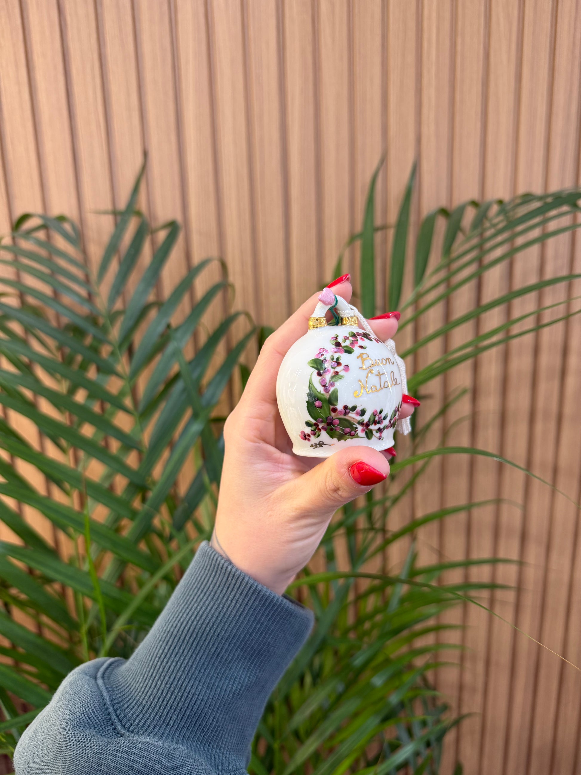 MINI CAMPANELLA BUON NATALE CERAMICA DI CAPODIMONTE