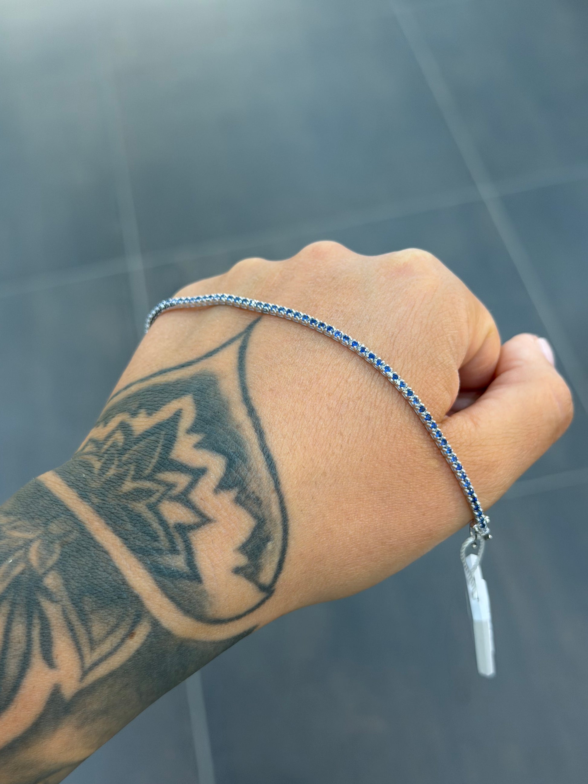 BRACCIALE TENNIS ORO ZAFFIRI BLU