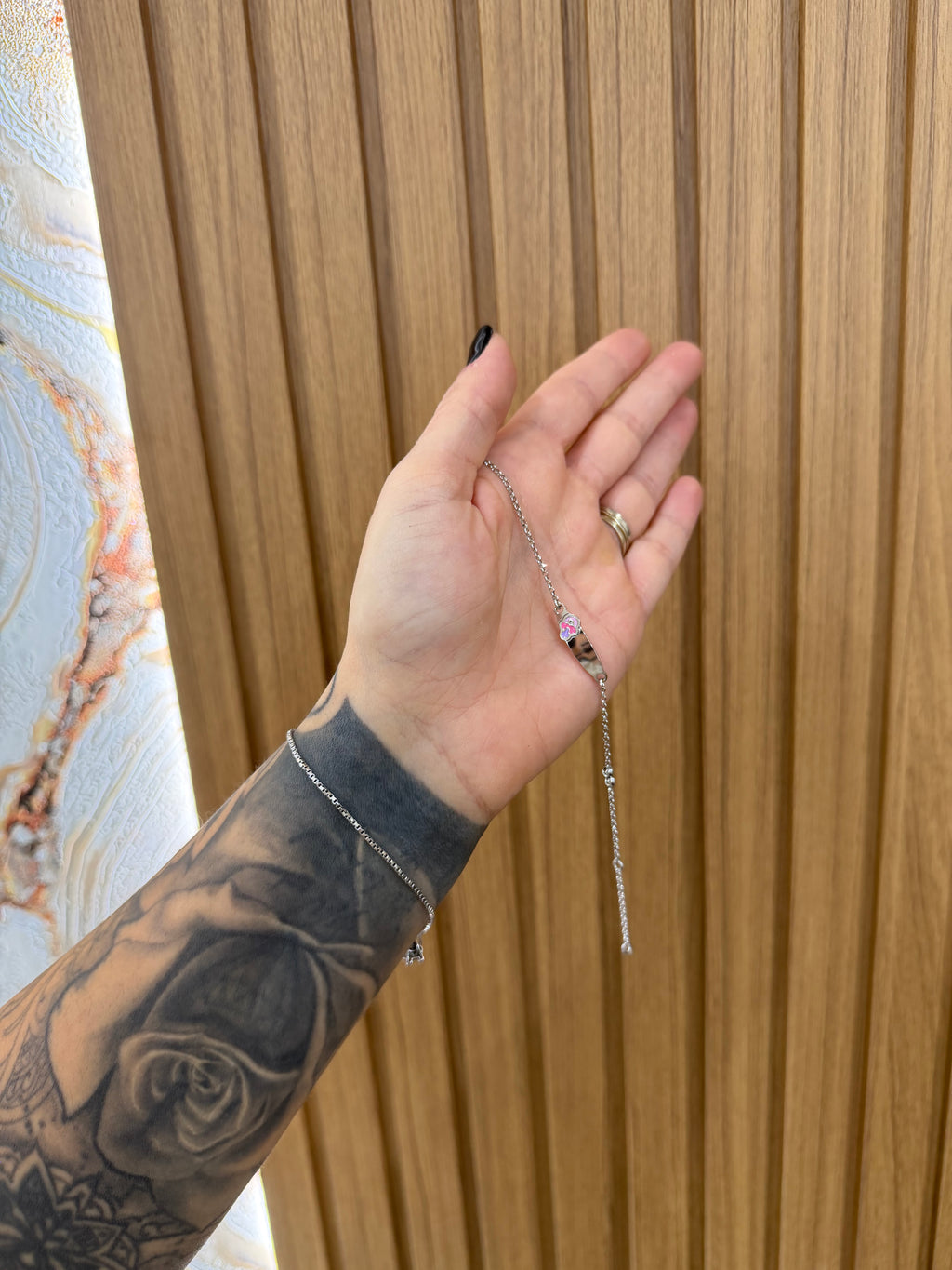 BRACCIALE BATTESIMALE CON CIUCCIO VIOLA ARGENTO