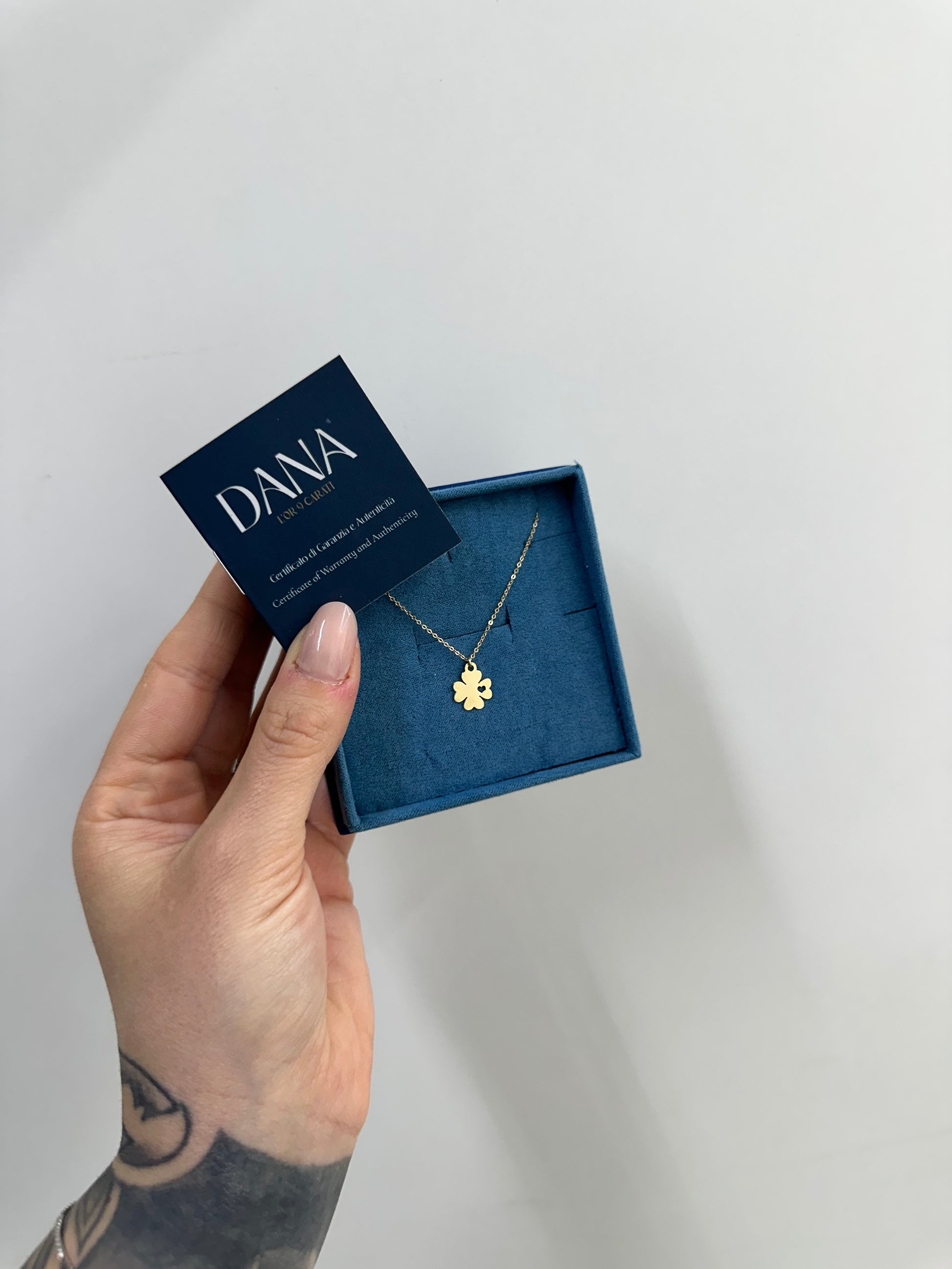 COLLANA QUADRIFOGLIO ORO 9 CARATI