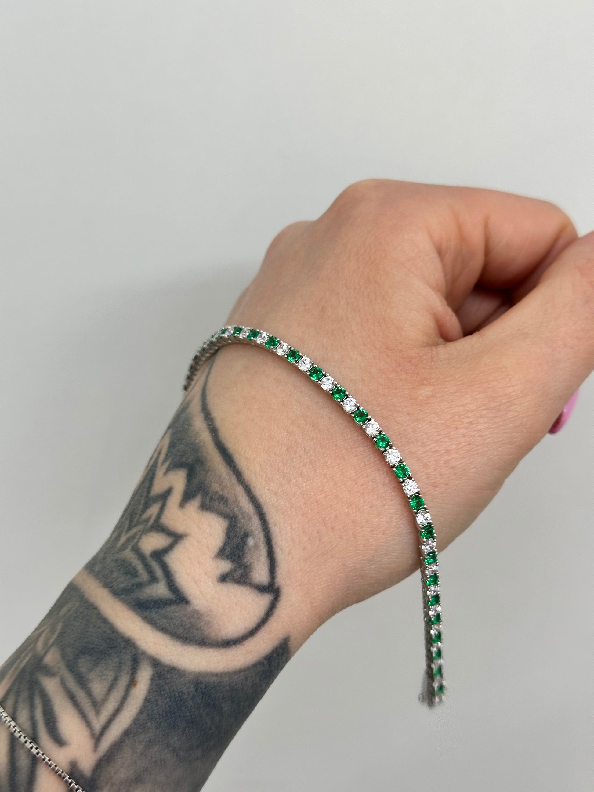 BRACCIALE TENNIS WHITE AND GREEN