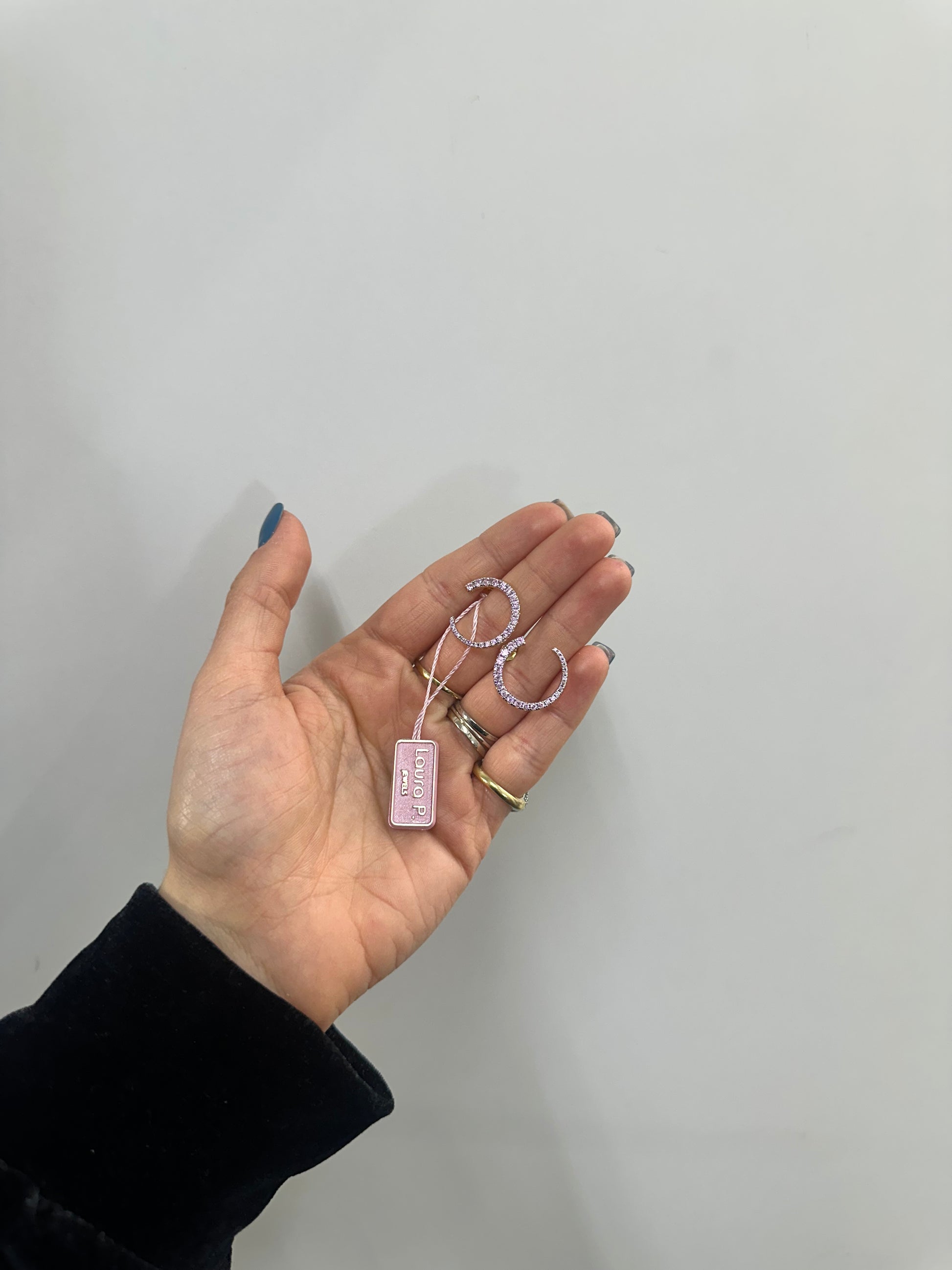 ORECCHINI MEZZA LUNA ZIRCONI ROSA LAURA P