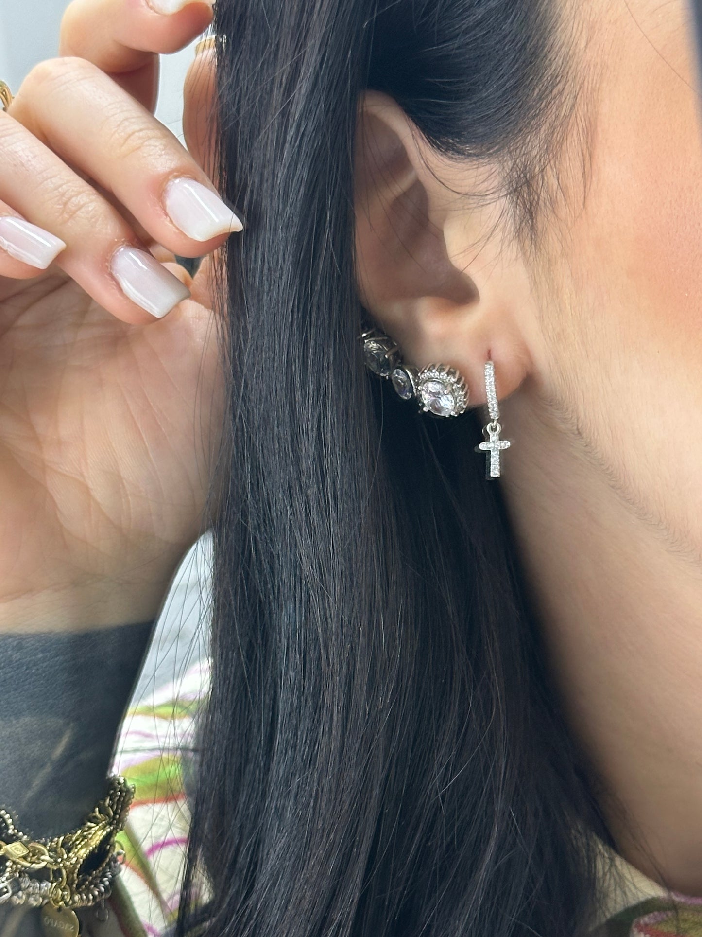 CERCHIETTI CON CROCE PENDENTE ARGENTO 925