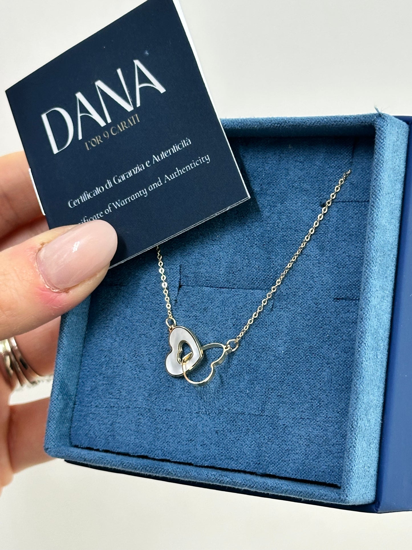 COLLANA CUORI INTRECCIATI ORO 9 CARATI