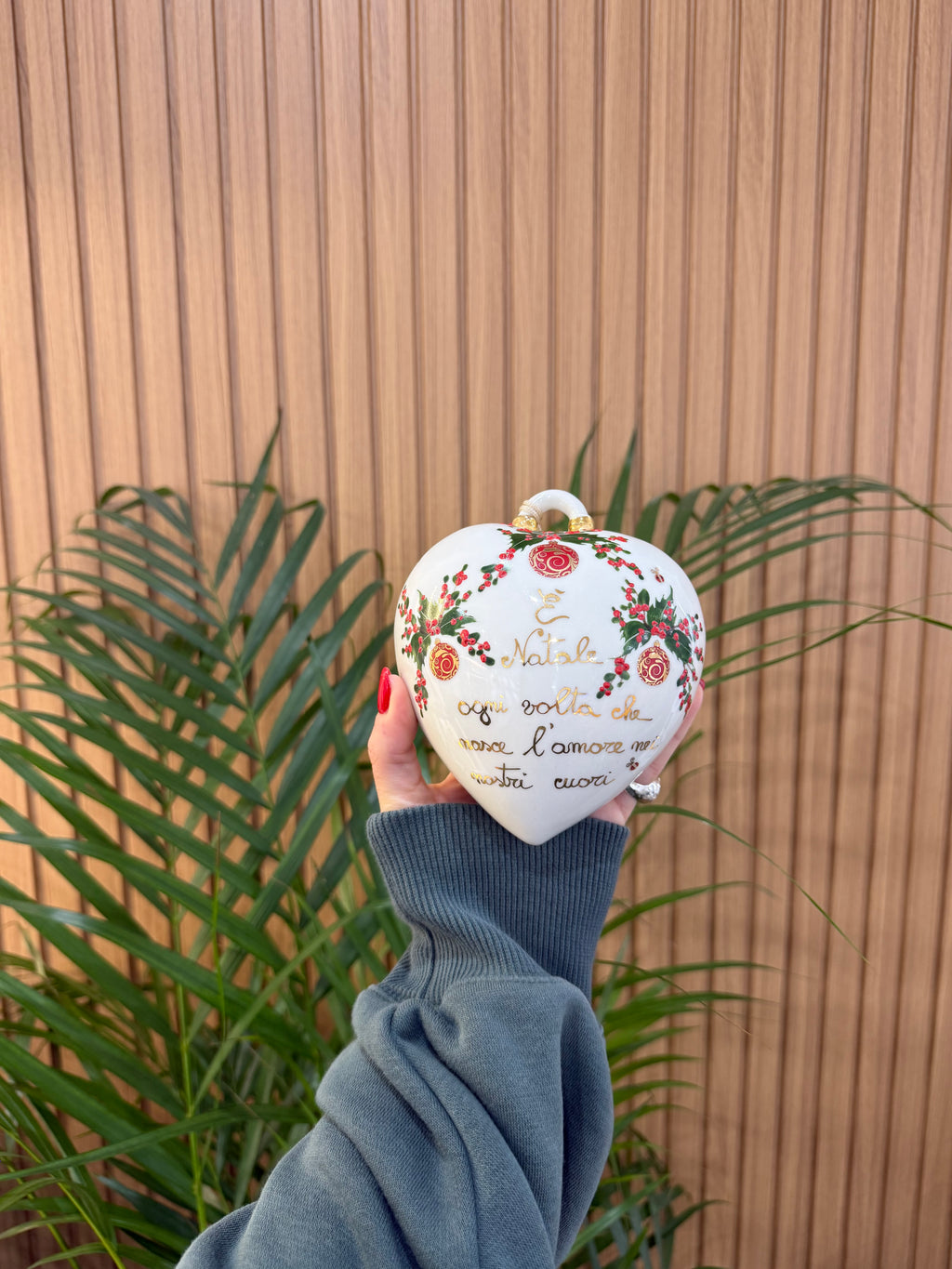 MEGA CUORE NATALIZIO CERAMICA DI CAPODIMONTE