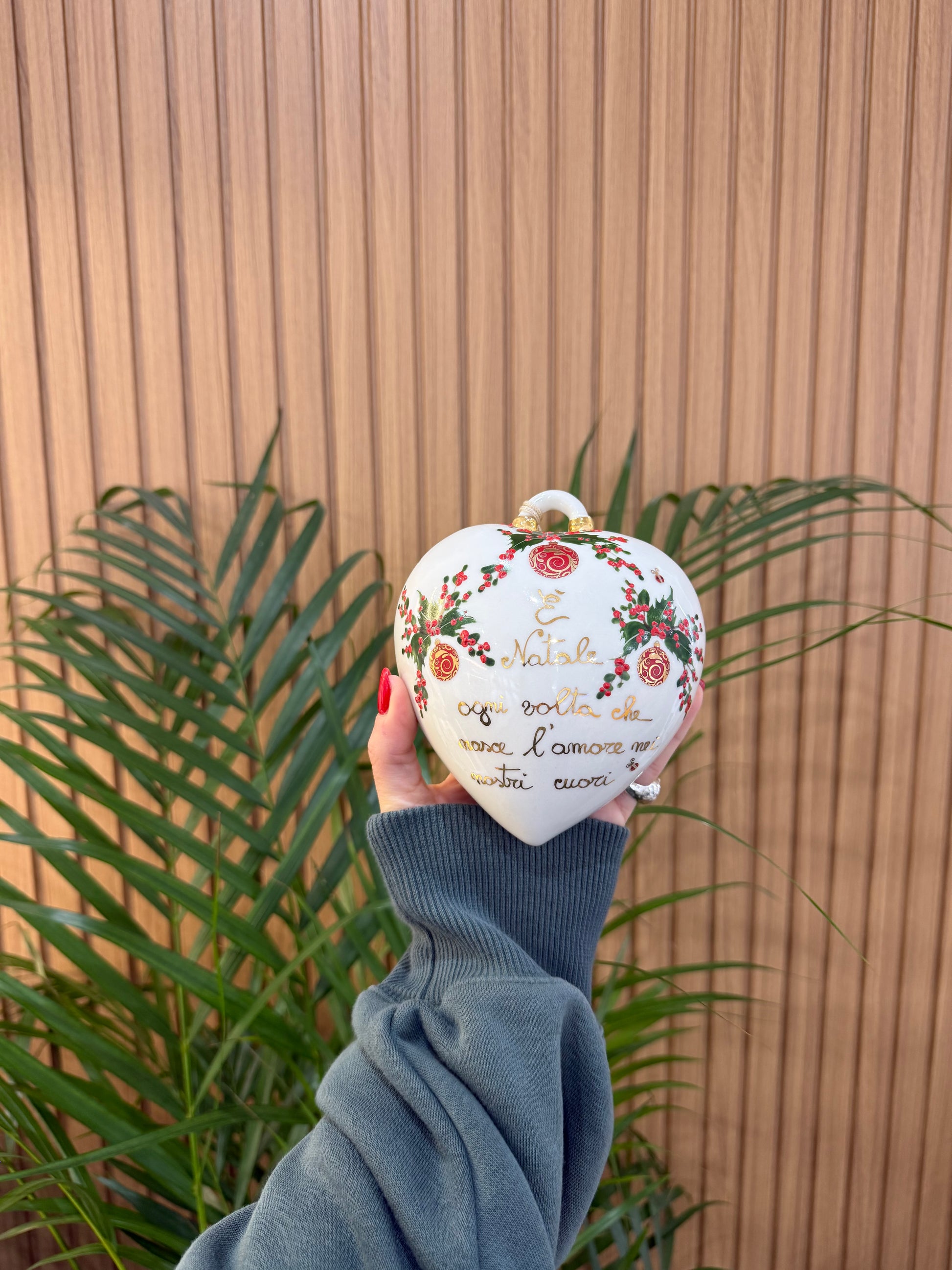 MEGA CUORE NATALIZIO CERAMICA DI CAPODIMONTE