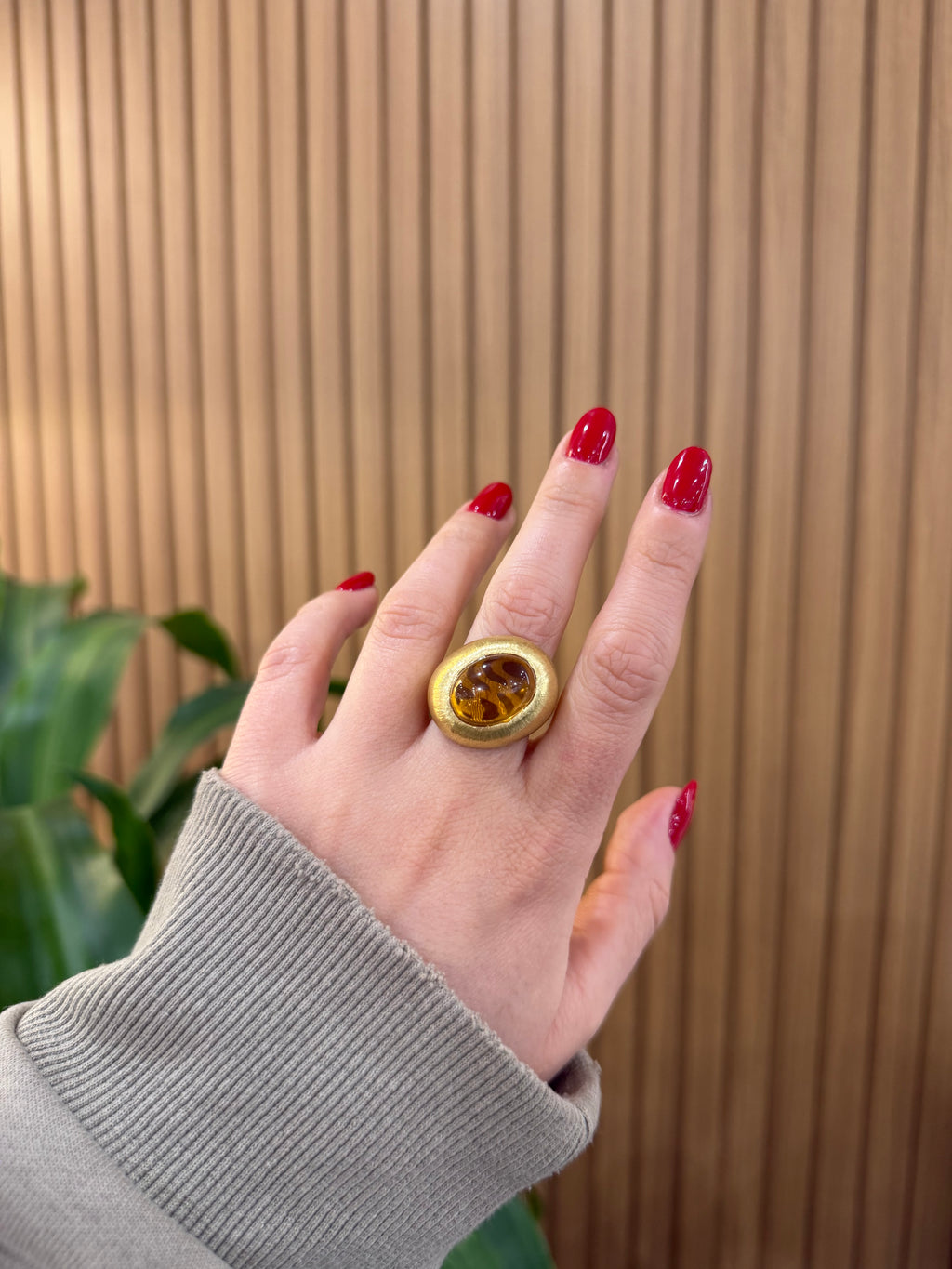 ANELLO FEDELE CABOCHON AMBRA ARGENTO 925