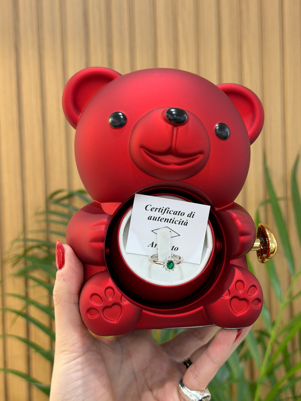 BOX TEDDY CON ANELLO KATE VERDE ARGENTO 925