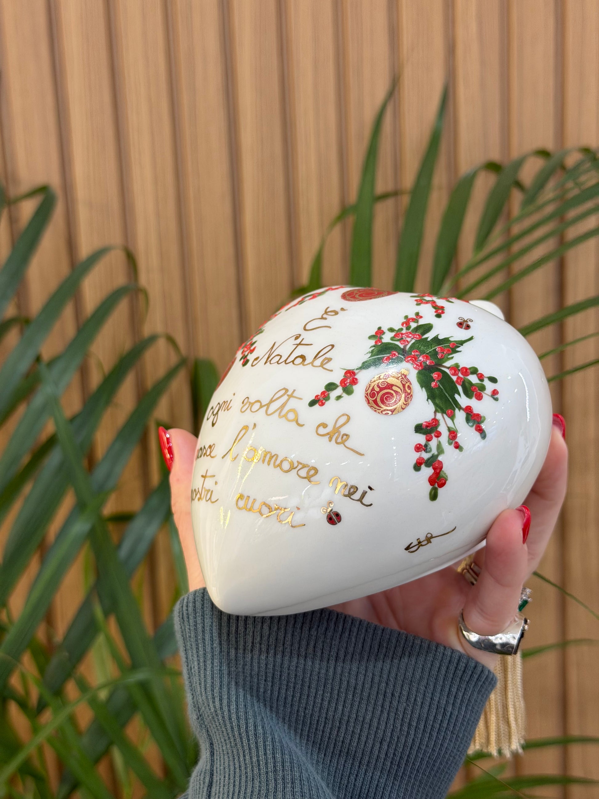 MEGA CUORE NATALIZIO CERAMICA DI CAPODIMONTE