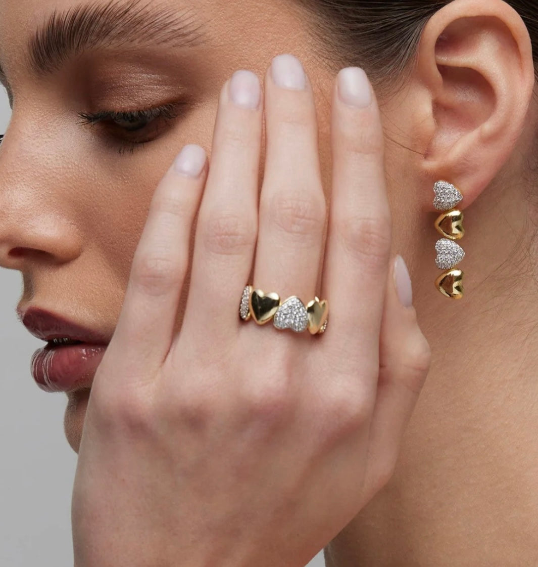 ANELLO CUORI IN ARGENTO DORATO SOGNI