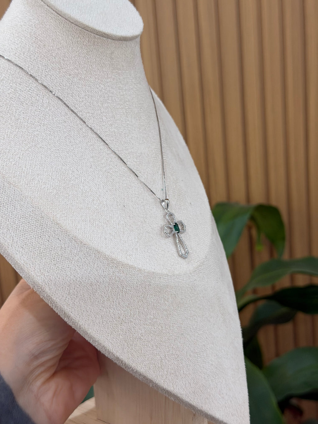 COLLANA ARGENTO 925 CON CROCE ESMERALDA