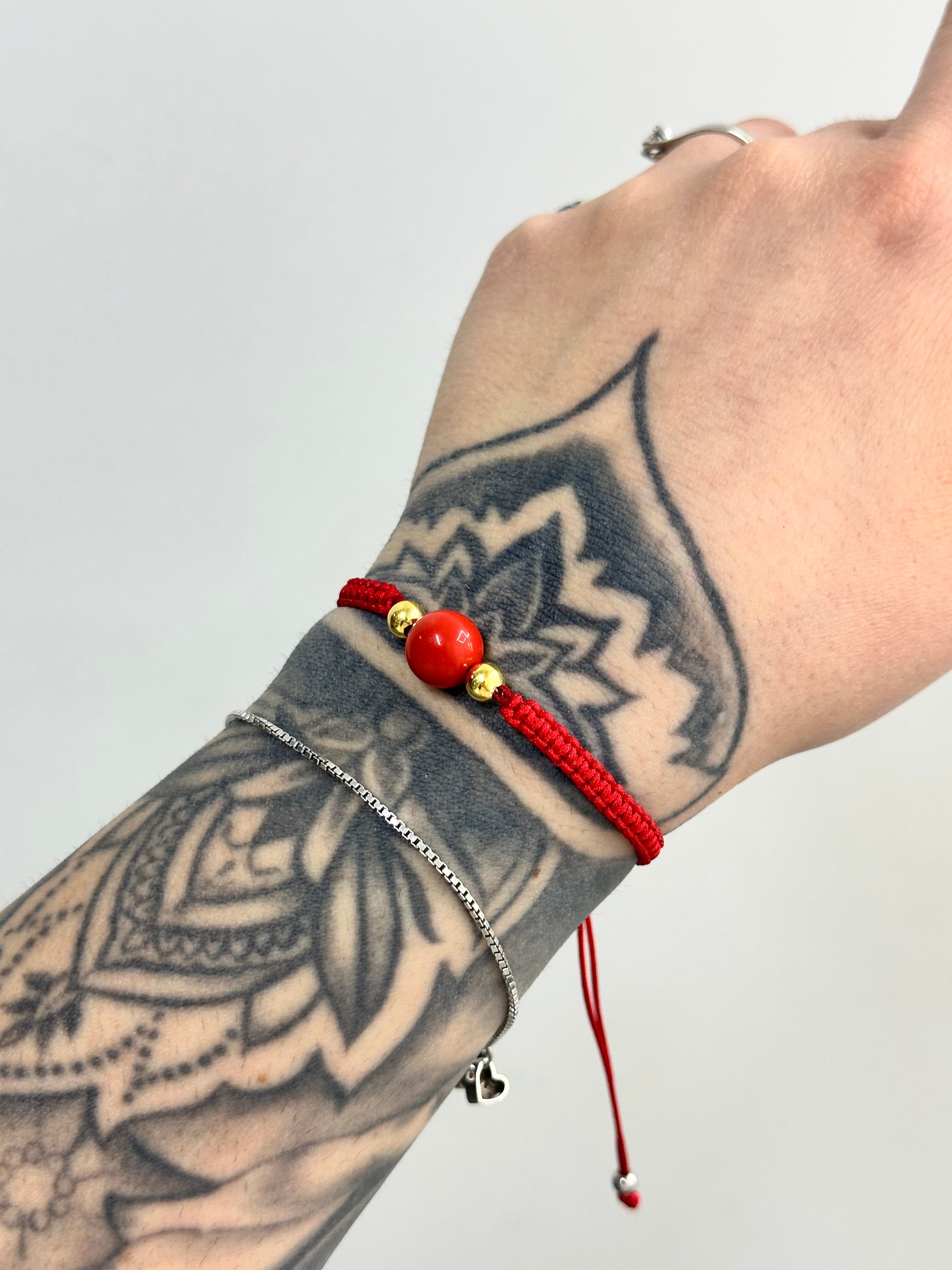 BRACCIALE FILO ROSSO ARGENTO 925
