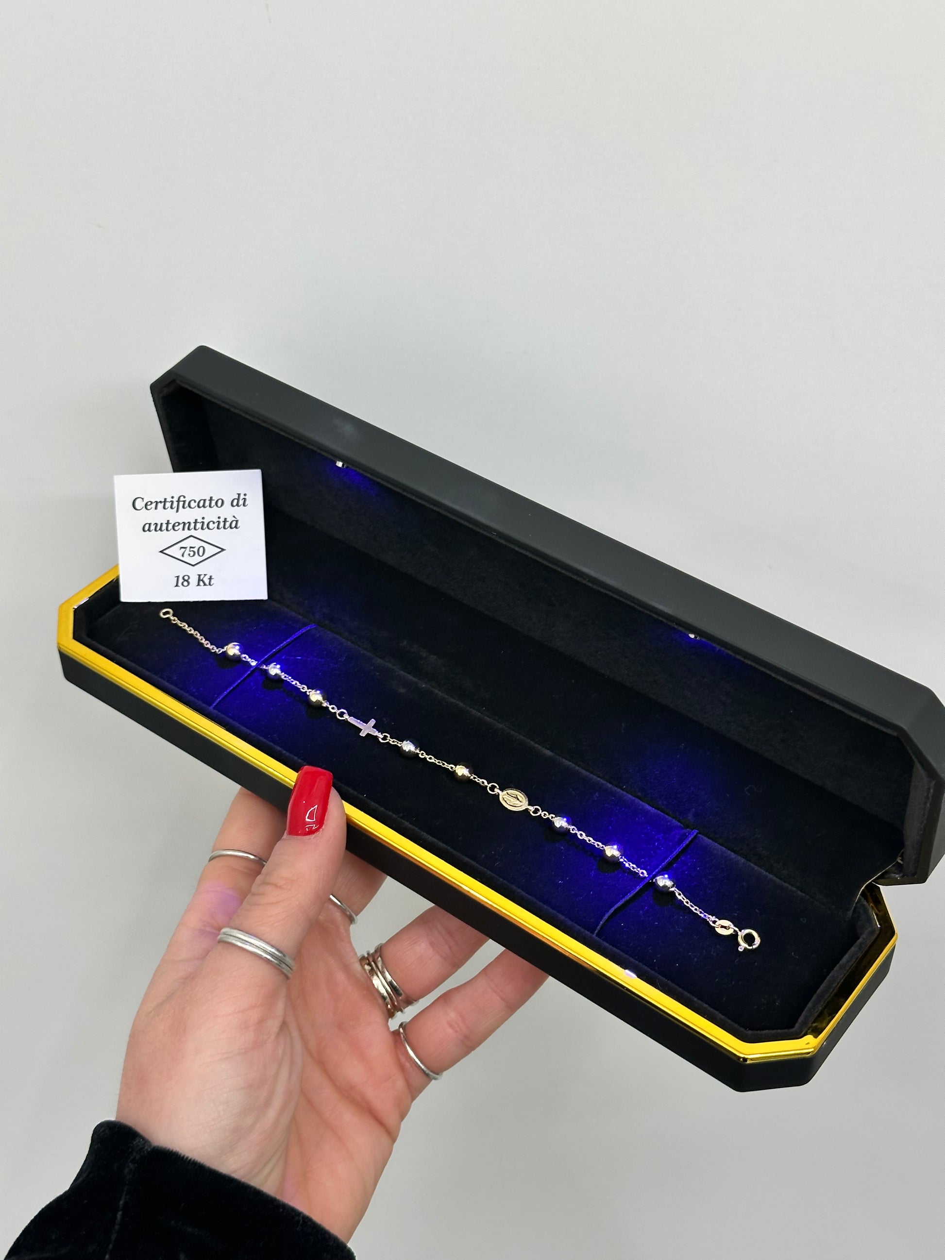 BRACCIALE ROSARIO BICOLORE ORO 18KT