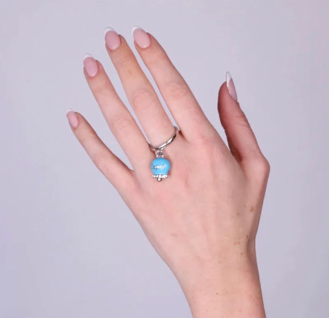 ANELLO AMO CAPRI IN ACCIAIO CAMPANELLA AZZURRA