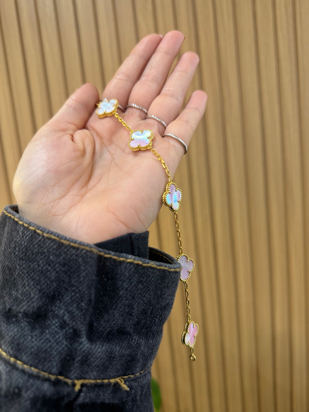 BRACCIALE QUADRIFOGLIO ROSA ARGENTO 925