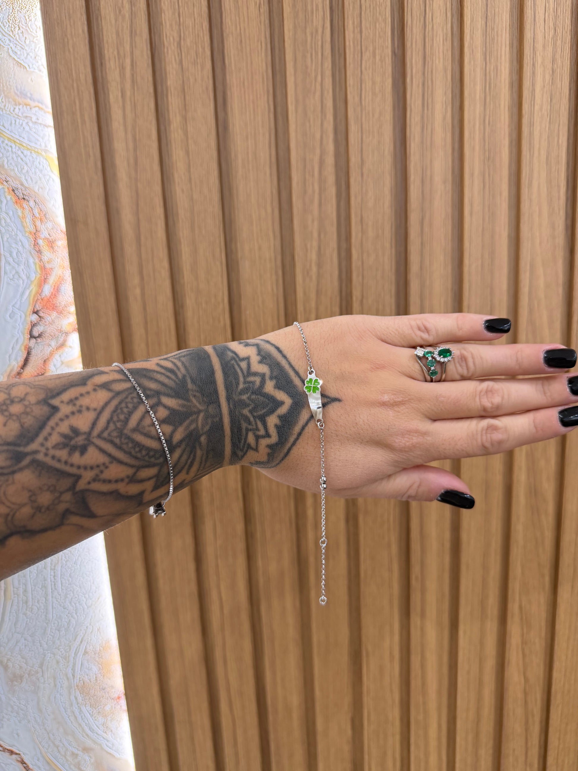 BRACCIALE BATTESIMALE QUADRIFOGLIO ARGENTO
