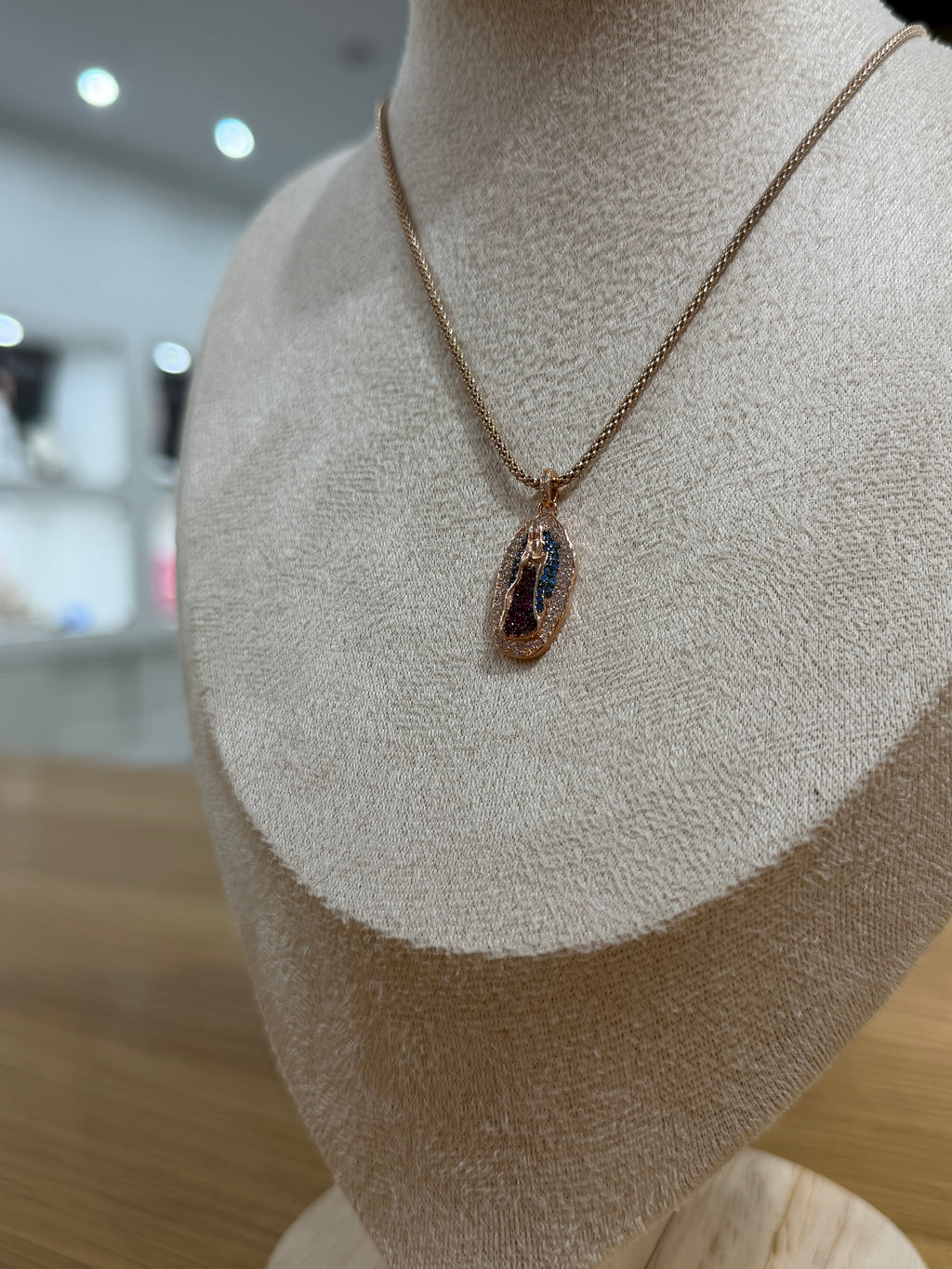 COLLANA MADONNA DI GUADALUPE ROSE GOLD ARGENTO 925