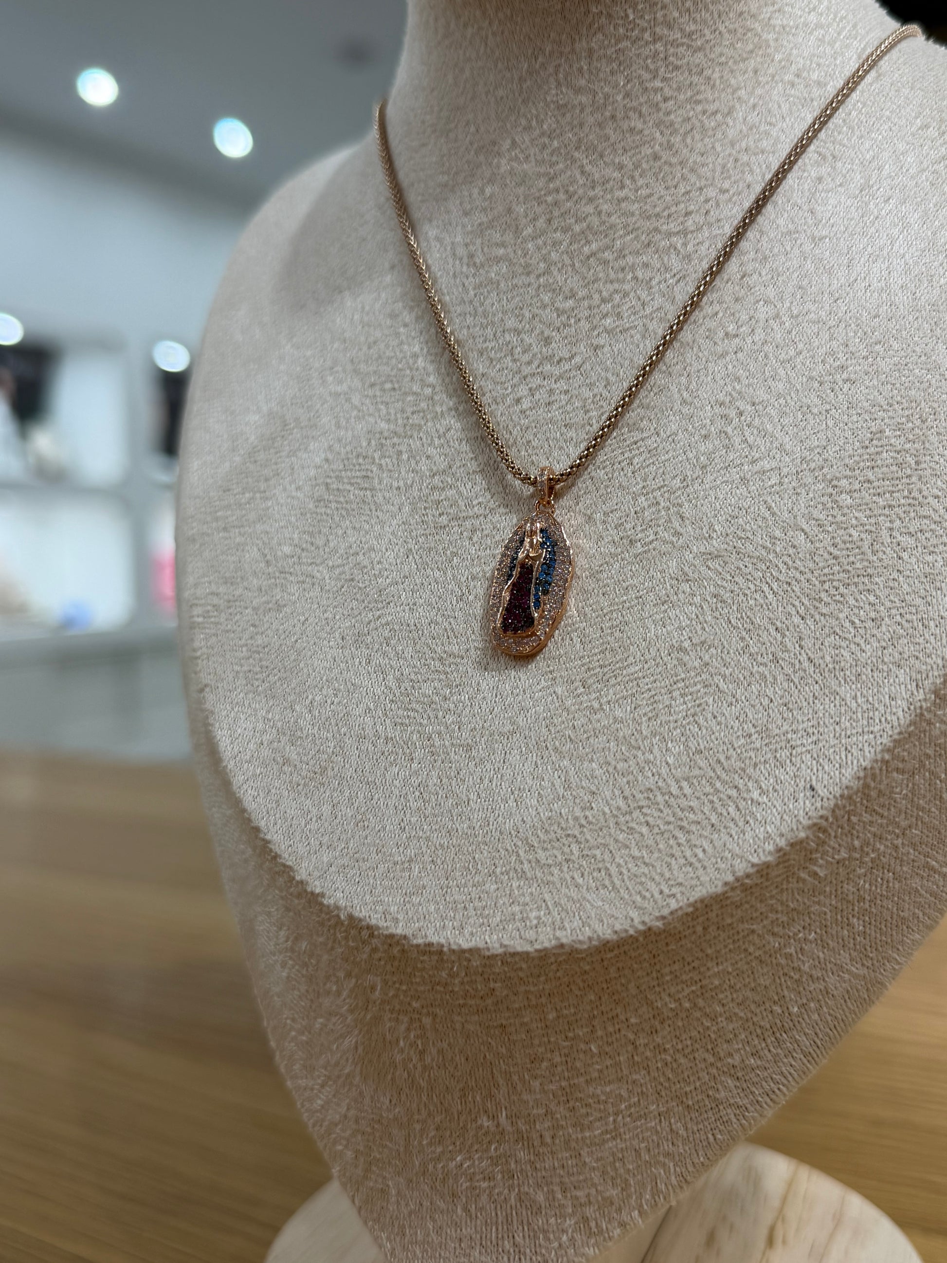 COLLANA MADONNA DI GUADALUPE ROSE GOLD ARGENTO 925