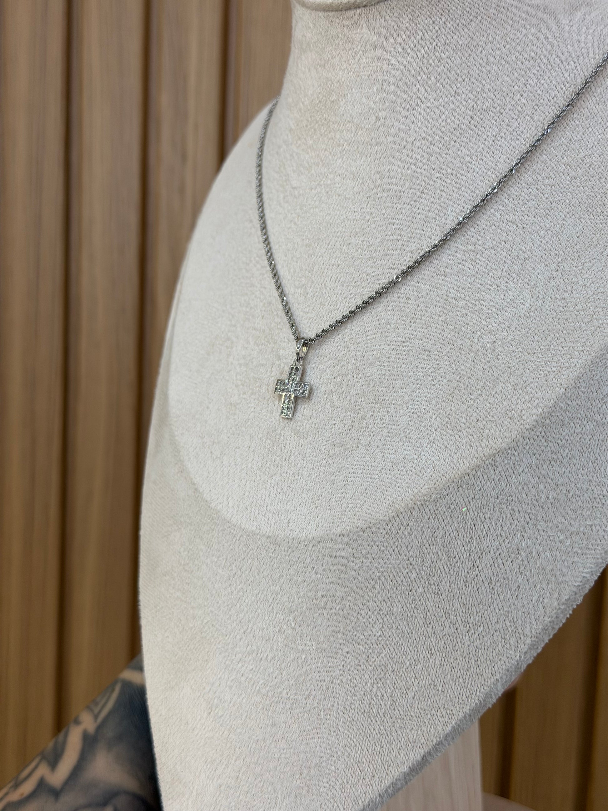 COLLANA ORO 18KT CON CROCE ZIRCONATA
