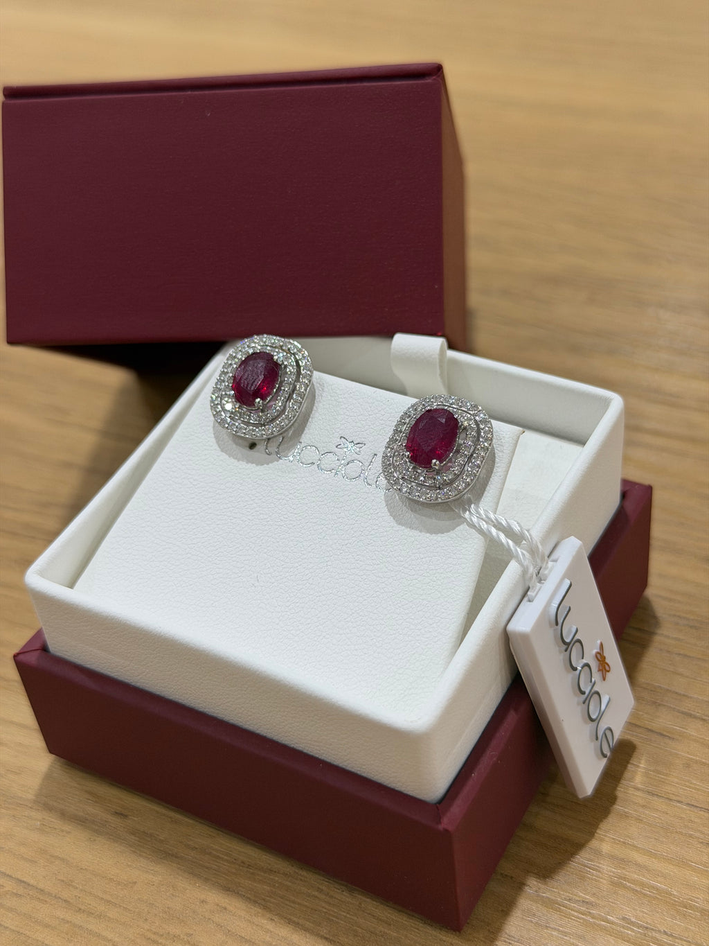 ORECCHINI ORO 18KT CON DIAMANTI E RUBINI