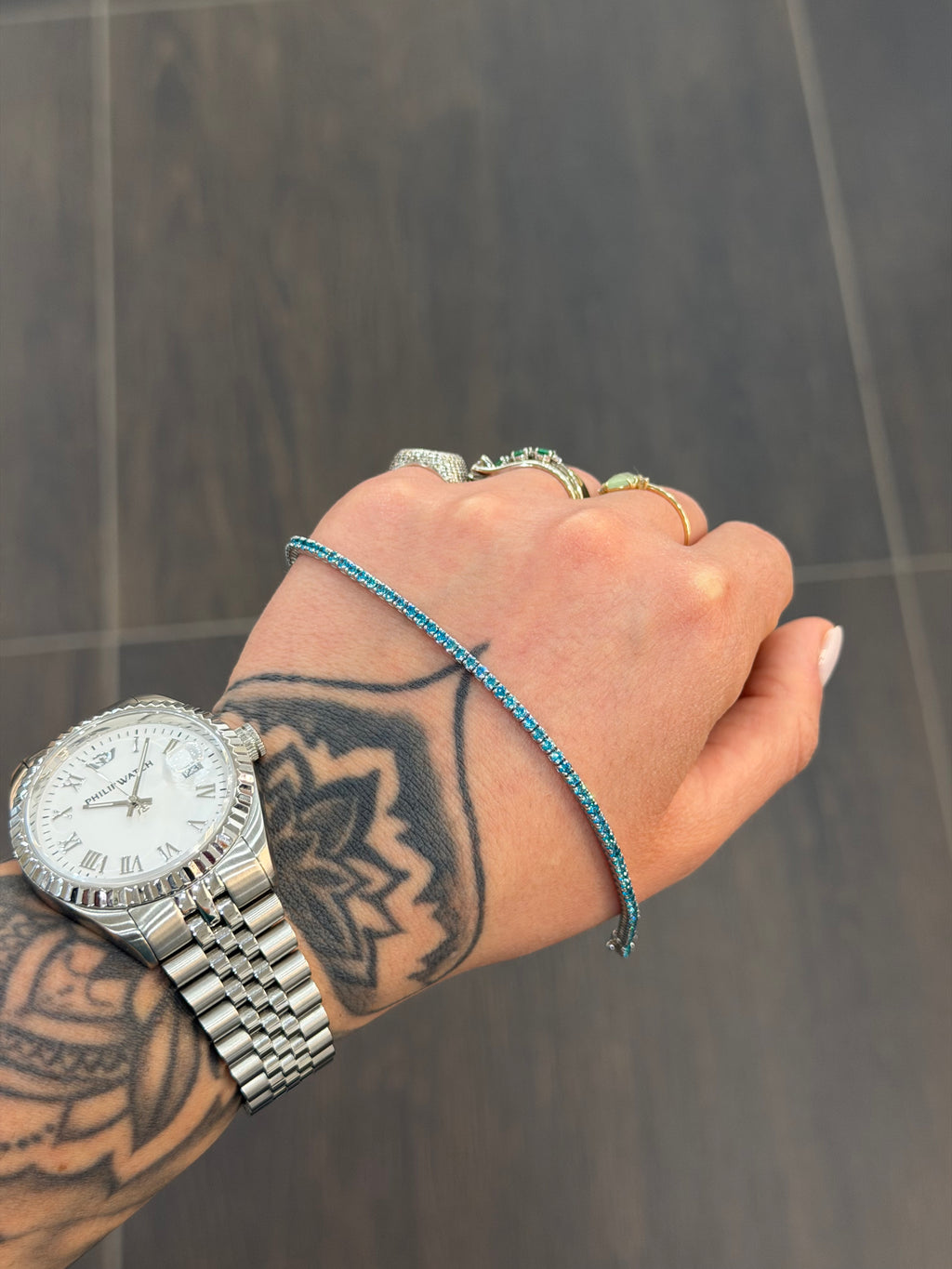 BRACCIALE TENNIS ORO 18KT CON ZIRCONI CELESTI