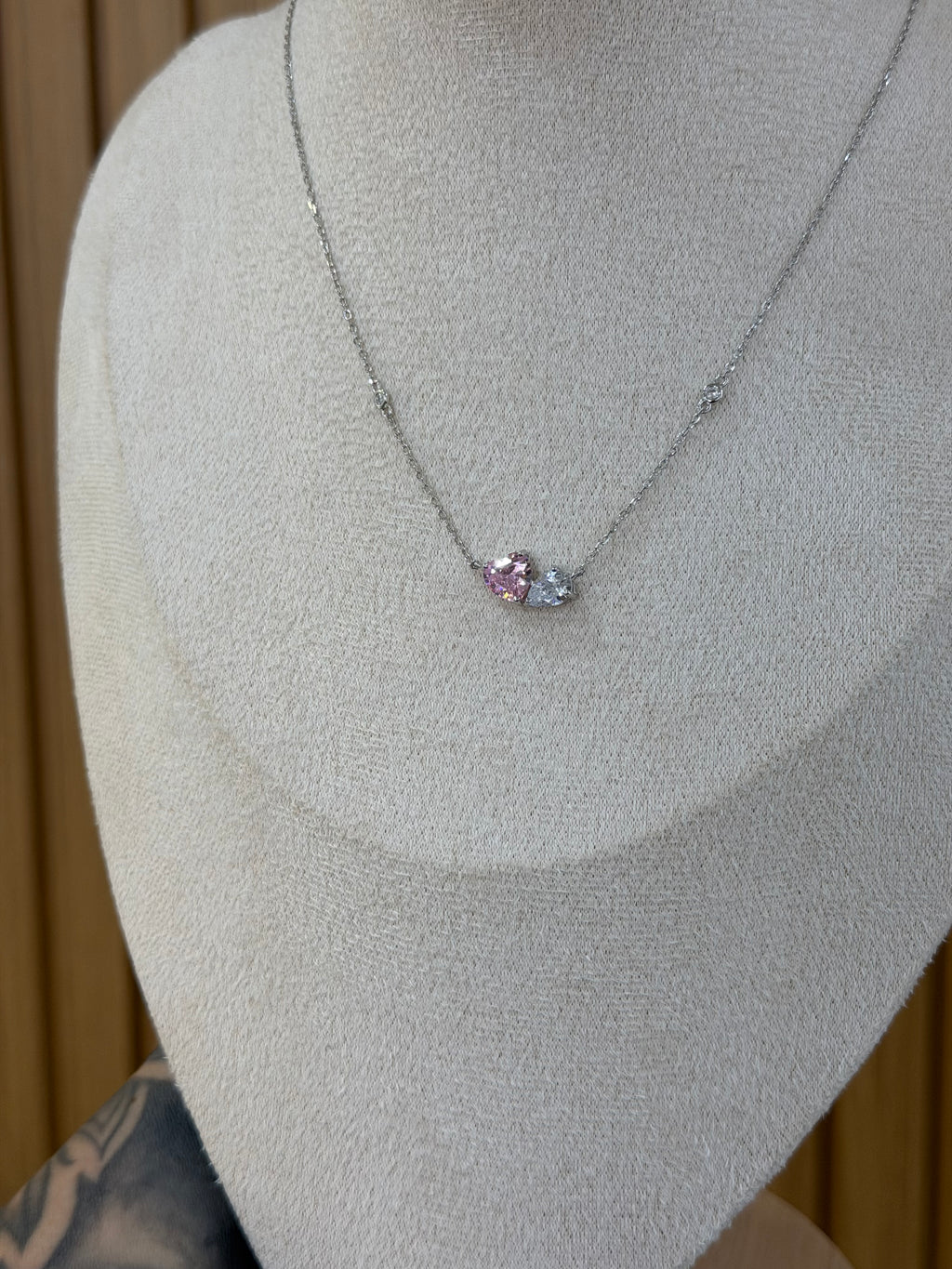 COLLANA GOCCIA E CUORE ARGENTO 925