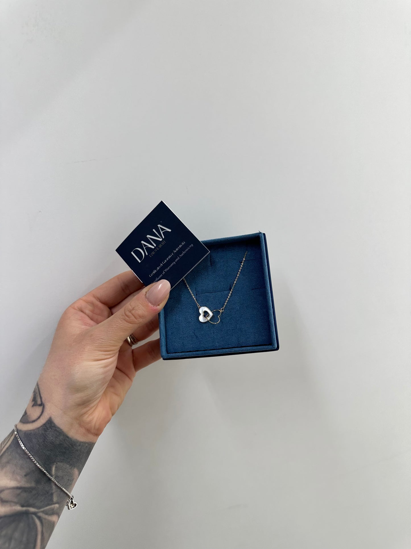 COLLANA CUORI INTRECCIATI ORO 9 CARATI