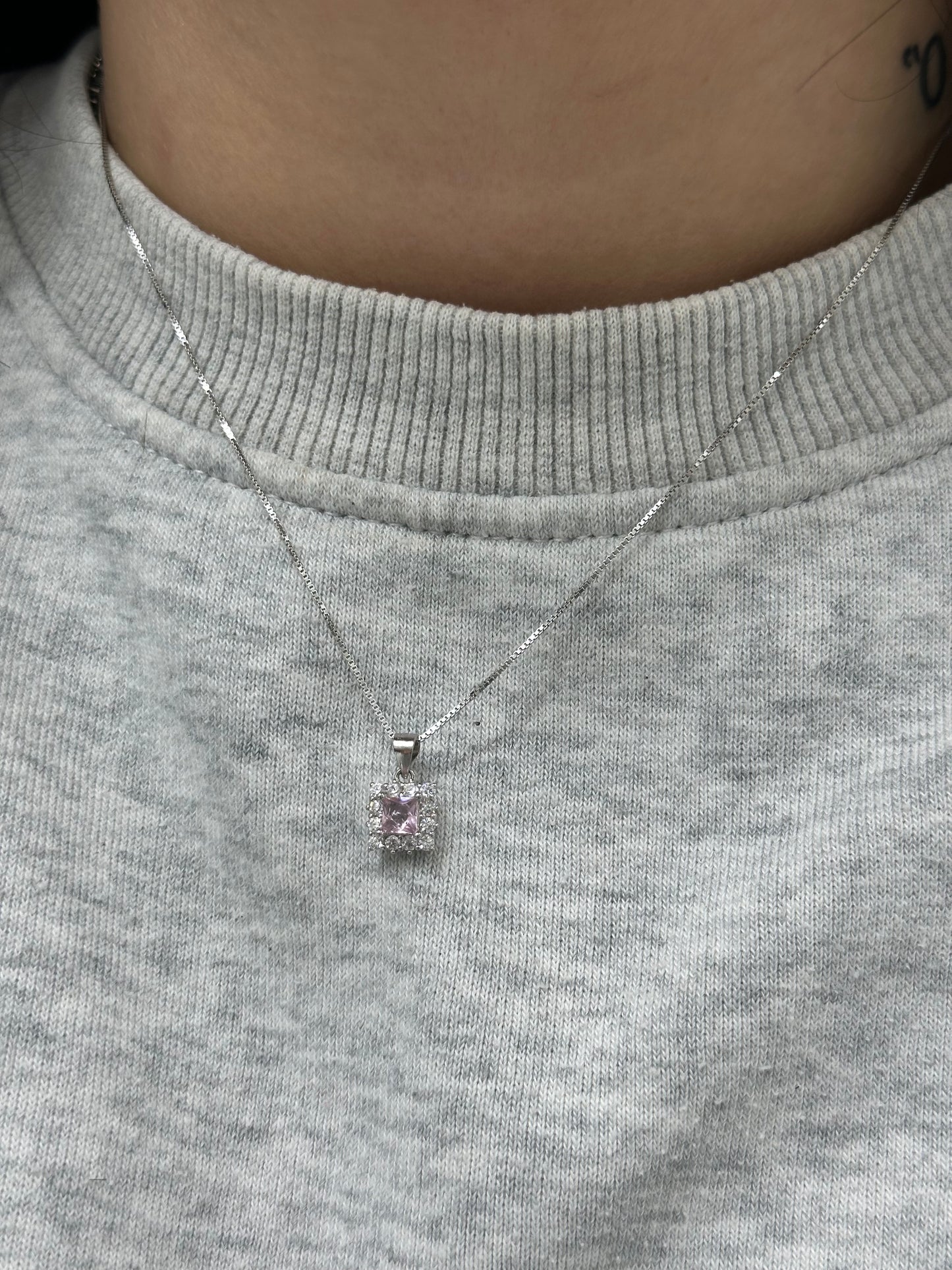 COLLANA PUNTO LUCE ZiRCONE ROSA