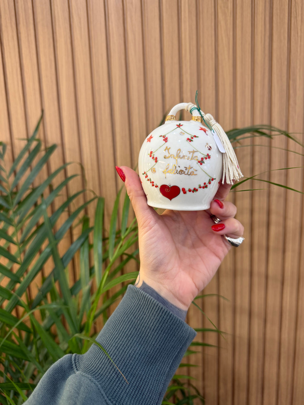 CAMPANELLA INFINITA FELICITÀ CERAMICA DI CAPODIMONTE