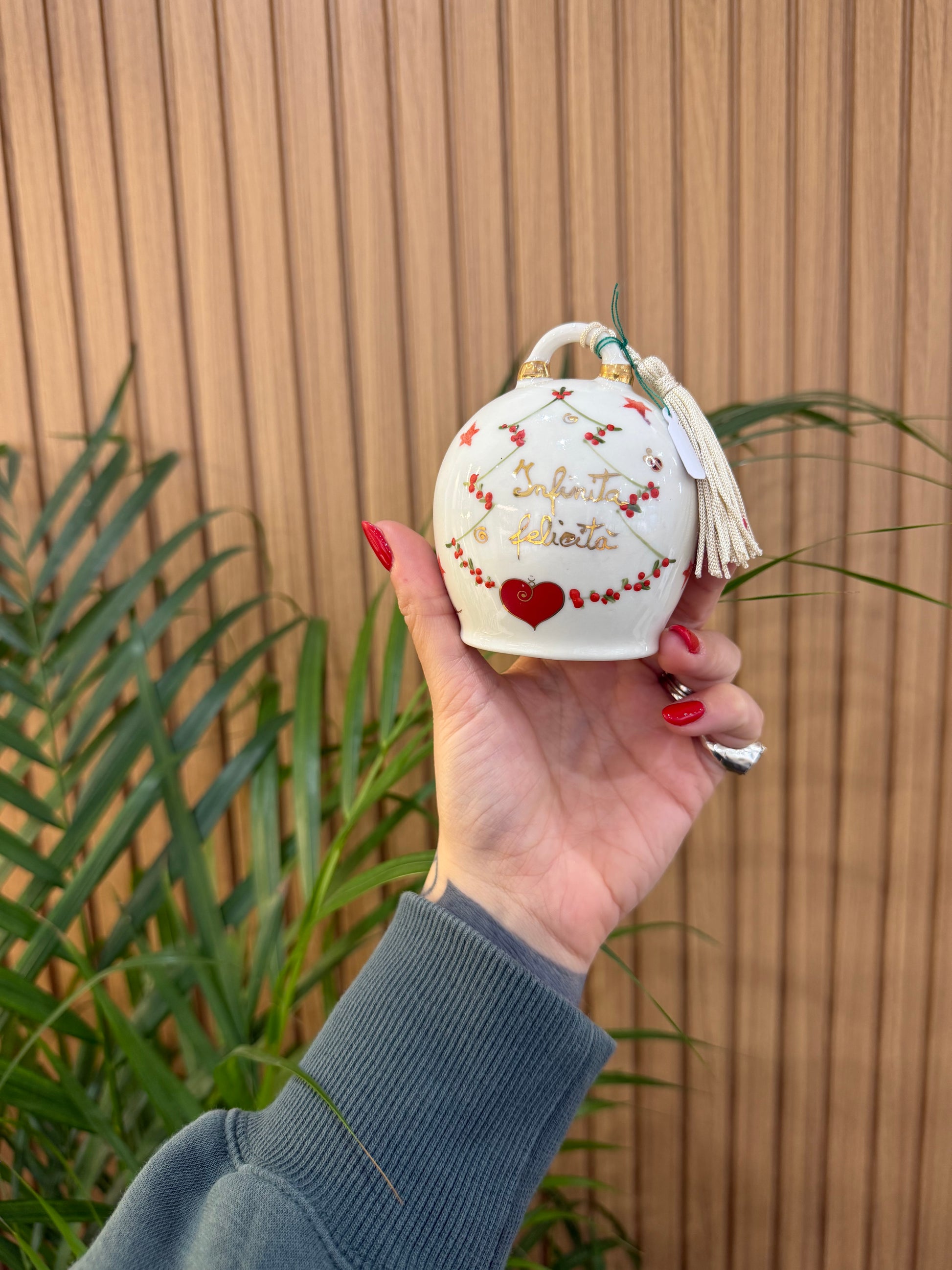 CAMPANELLA INFINITA FELICITÀ CERAMICA DI CAPODIMONTE