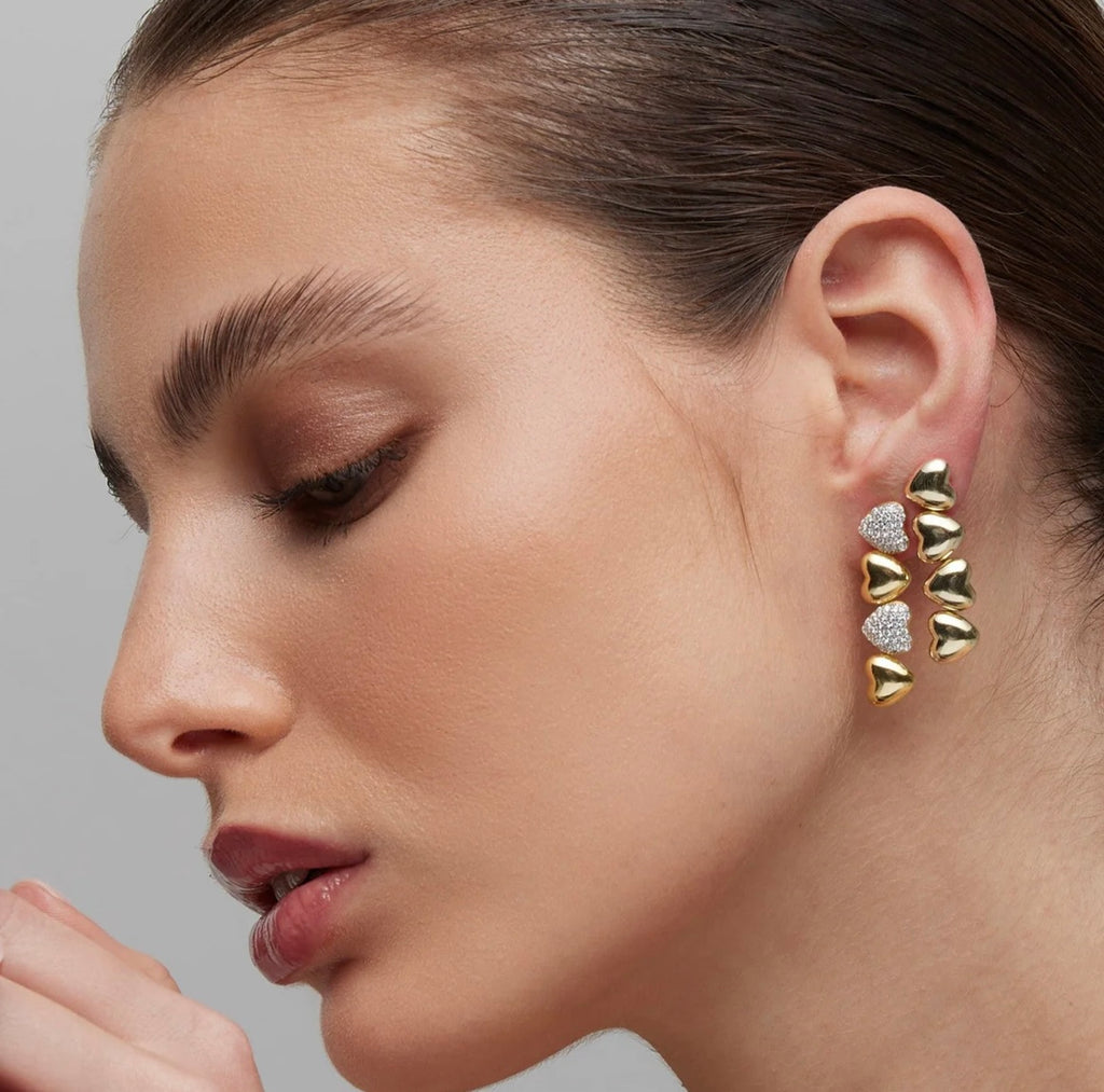 ORECCHINI LUNGHI CUORI ARGENTO DORATO SOGNI