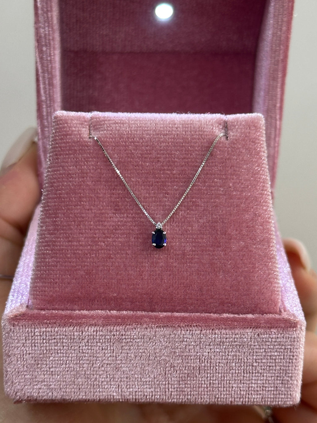 COLLANA ORO 18KT CON ZAFFIRO BLU E DIAMANTE