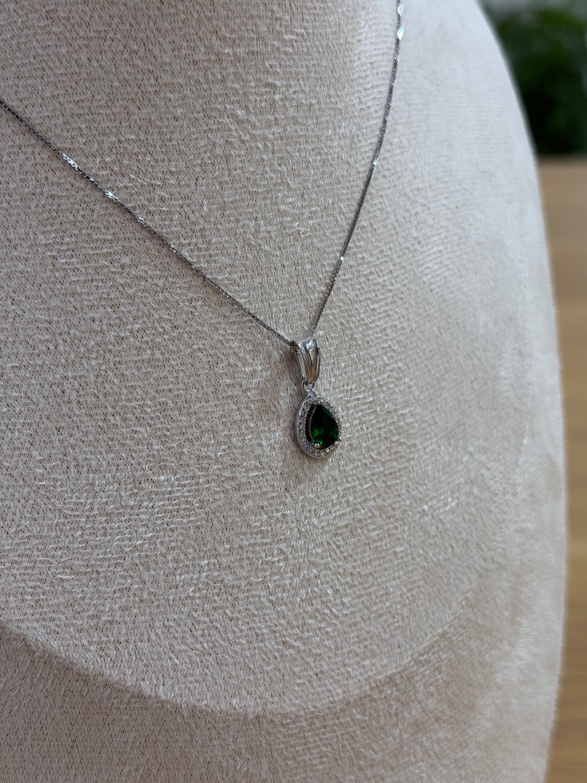 COLLANA DIANA ARGENTO 925 ZIRCONI VERDI