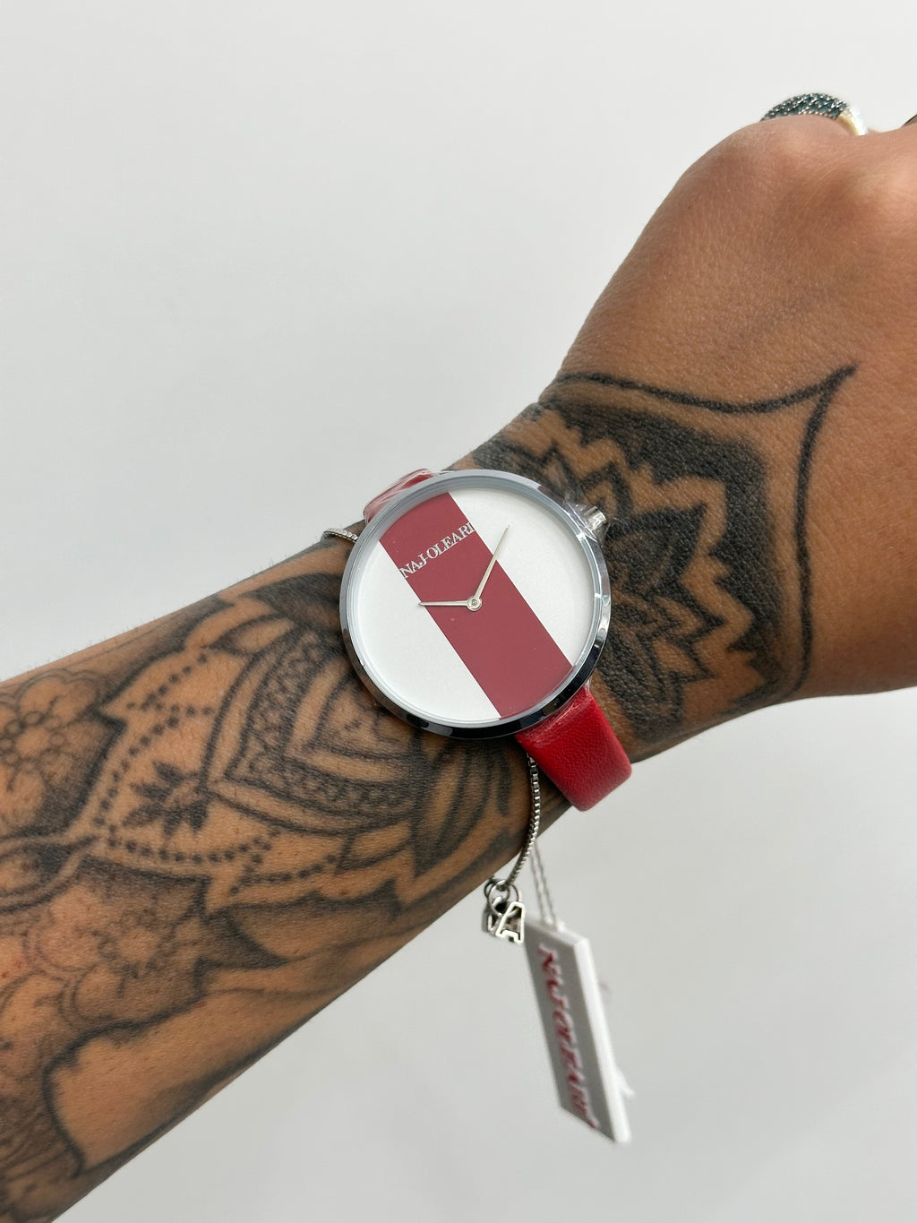 OROLOGIO NAJ-OLEARI CINTURINO IN PELLE ROSSO