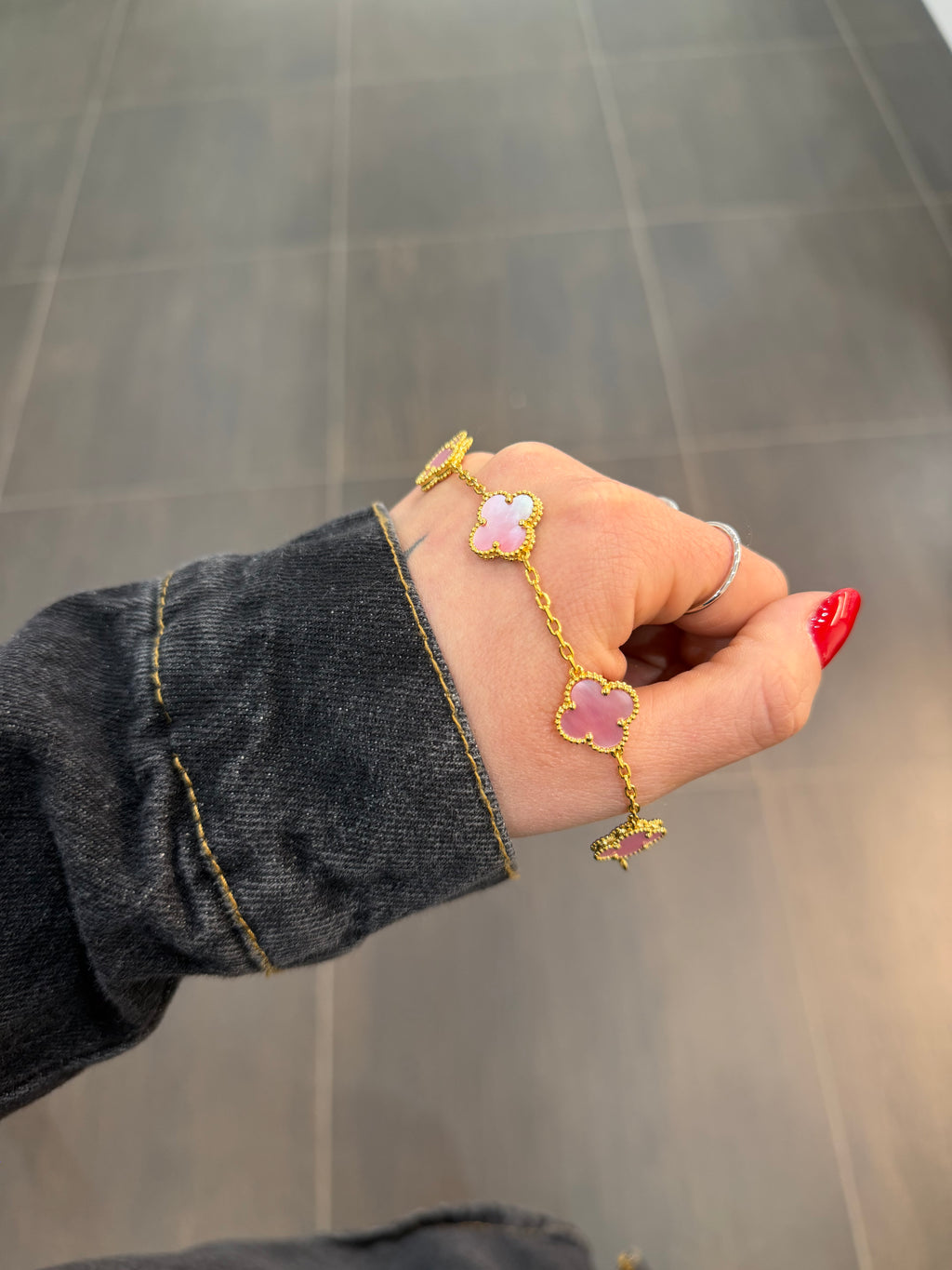 BRACCIALE QUADRIFOGLIO ROSA ARGENTO 925