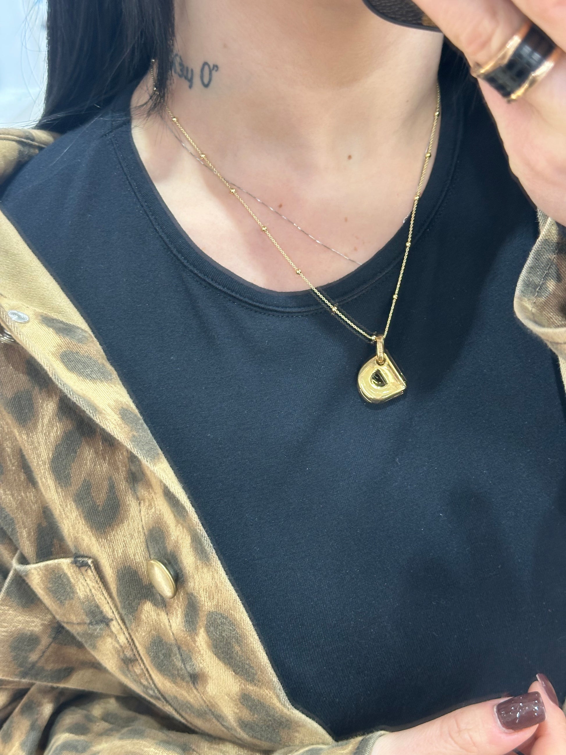 COLLANA CON INIZIALE ELETTROFORMATA D ARGENTO