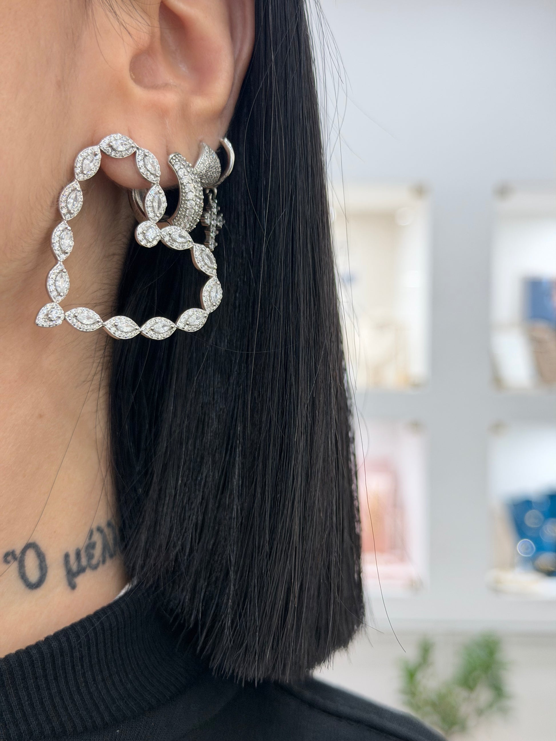 ORECCHINI MEGA CUORE ZIRCONATO ARGENTO 925