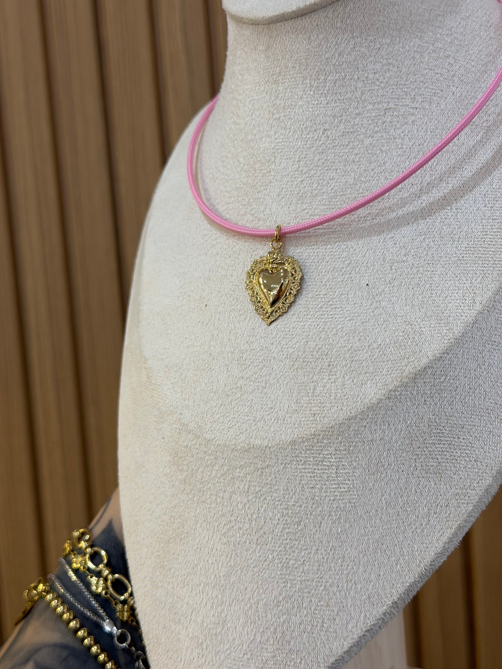 LACCIO COLORS CON CIONDOLO CUORE SACRO ARGENTO 925