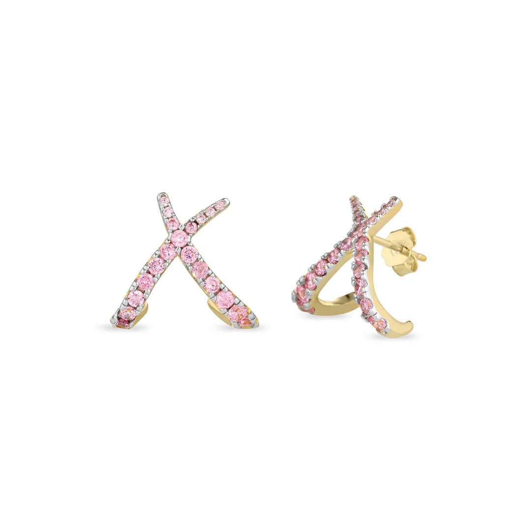 ORECCHINI INCROCIO ZIRCONI RODOLITE LAURA P