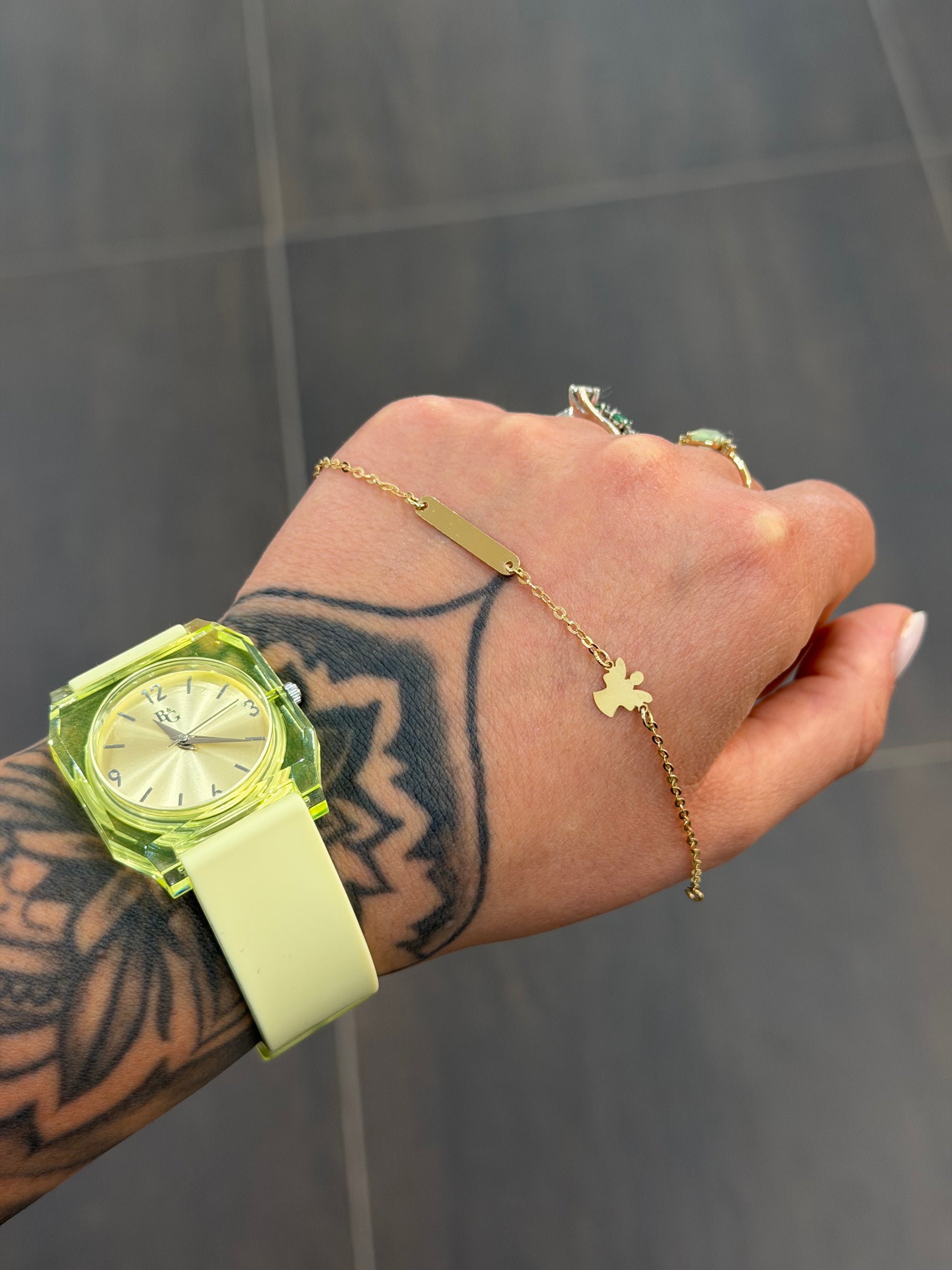 BRACCIALE BATTESIMALE CON TARGHETTA E ANGELO