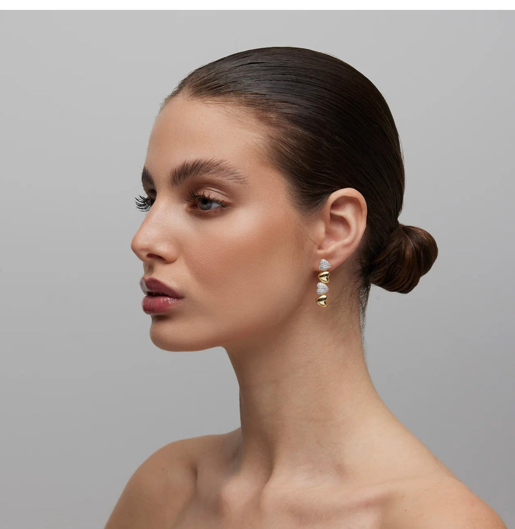 ORECCHINI LUNGHI CUORI ARGENTO DORATO SOGNI