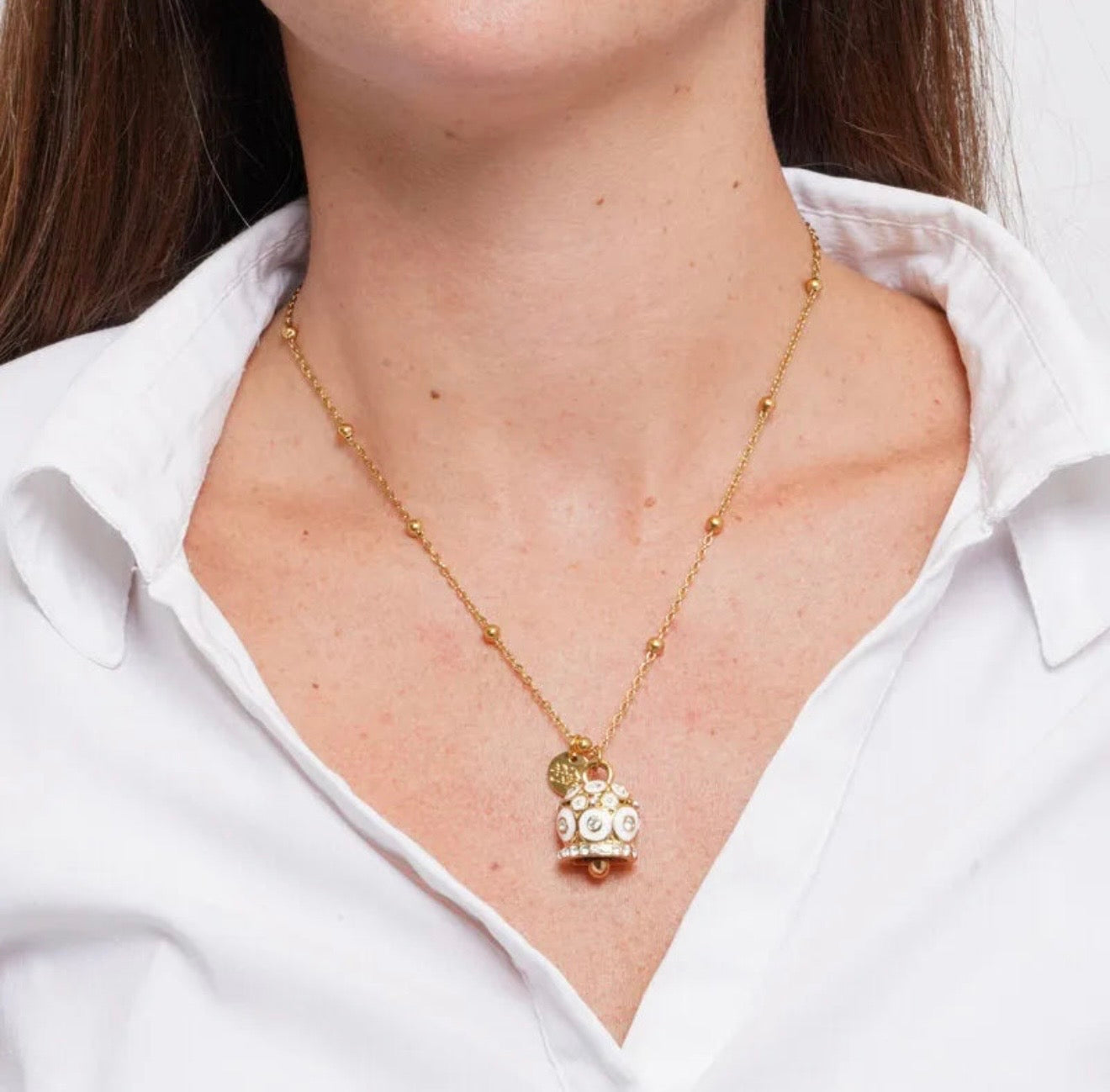 COLLANA AMO CAPRI CAMPANELLA POIS ZIRCONI BIANCHI