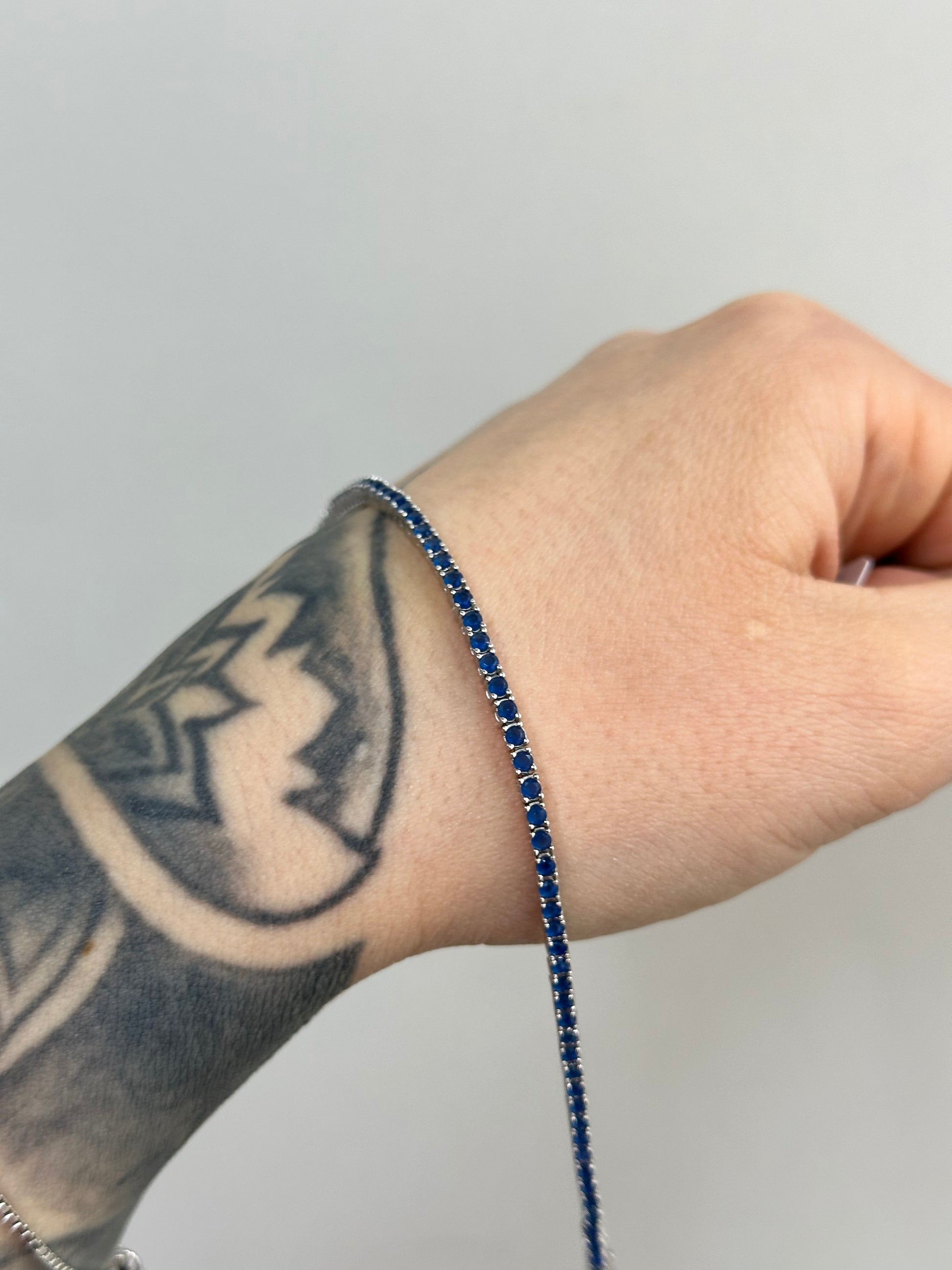 BRACCIALE TENNIS NIGHT BLUE ARGENTO