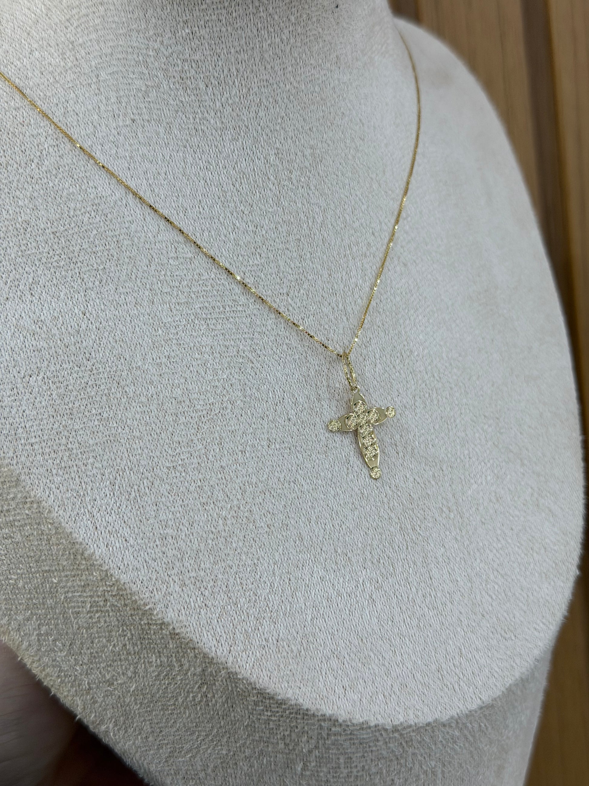 COLLANA ORO 18KT VENEZIANA CON CIONDOLO CROCE