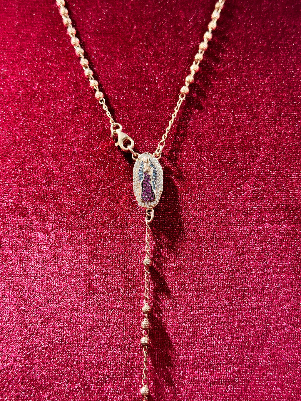 ROSARIO CON MADONNA GUADALUPE ARGENTO 925