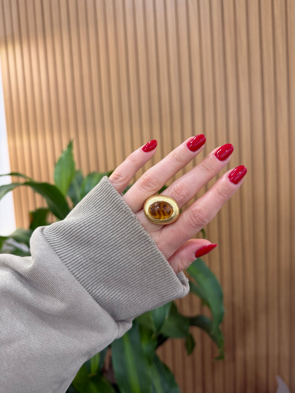 ANELLO FEDELE CABOCHON AMBRA ARGENTO 925