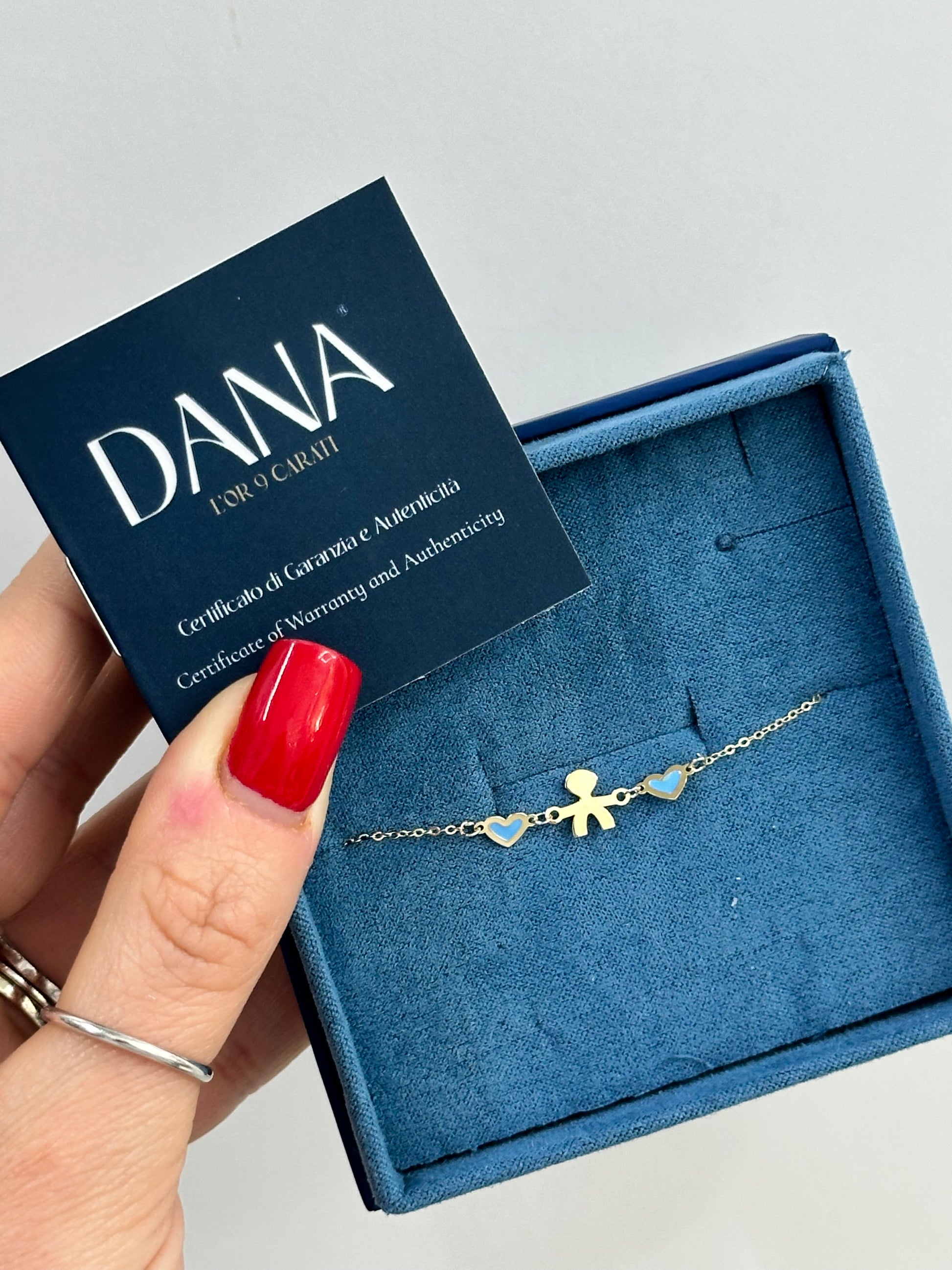BRACCIALE BIMBO ORO 9 CARATI CON CUORI SMALTATI