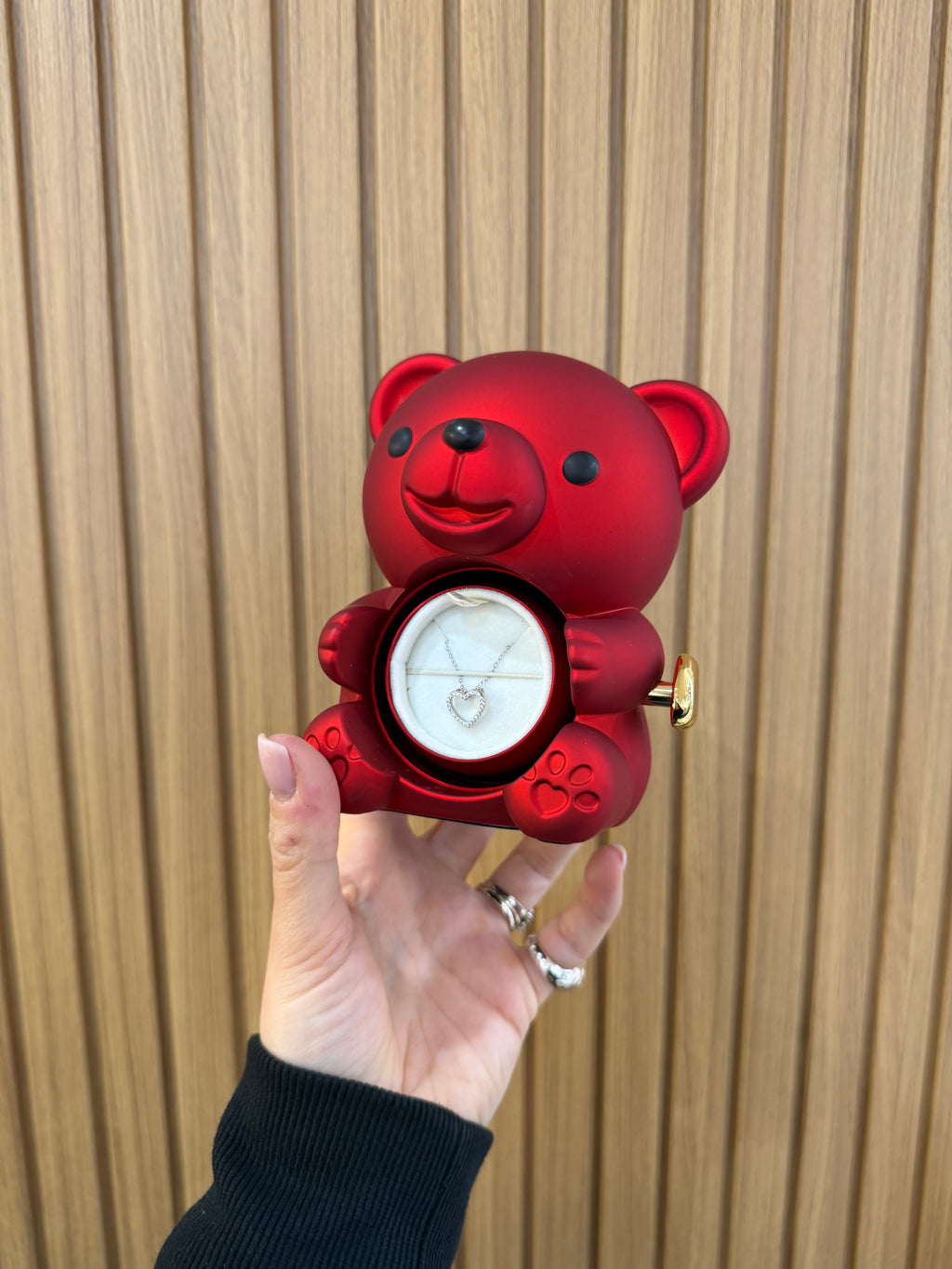 BOX MINI TEDDY CON COLLANA CUORICINO TRAFORATO ARGENTO 925