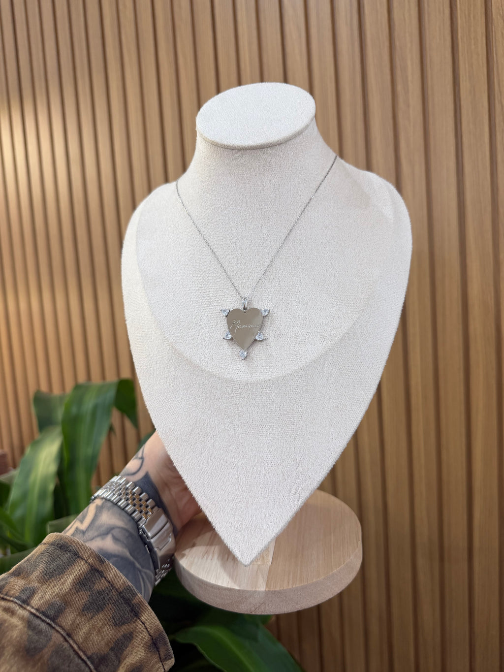 COLLANA MAMMA CUORI LATERALI ARGENTO 925